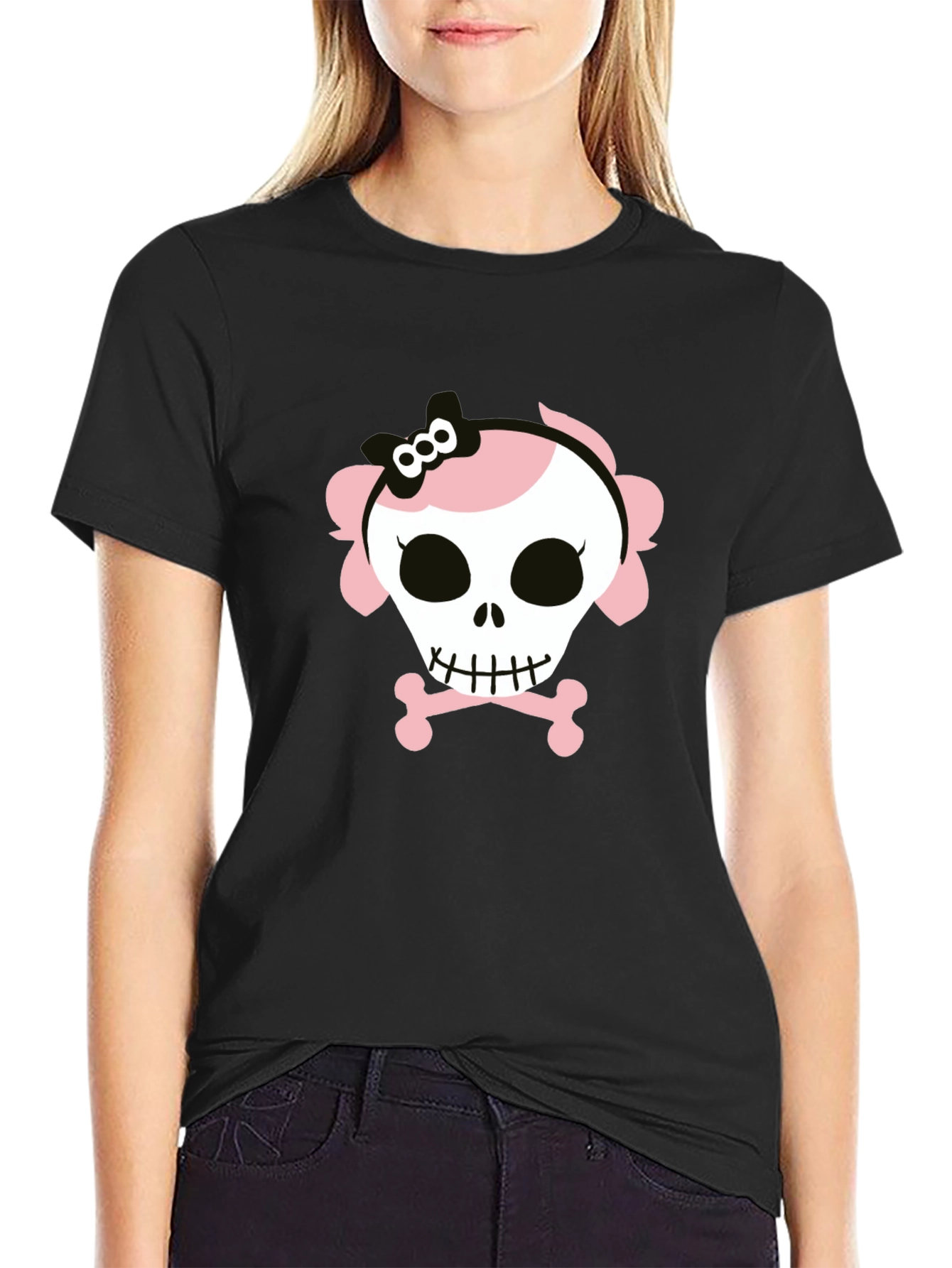 Skull and Crossbones Graphic Tee - Black