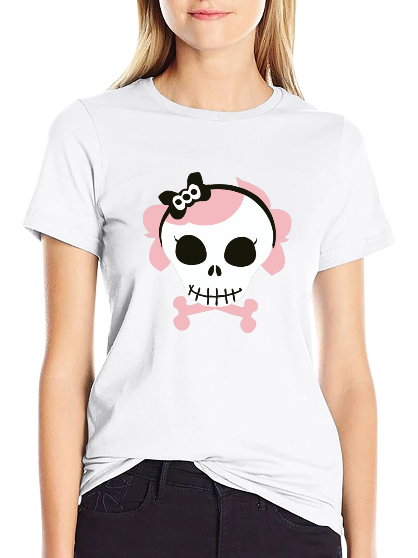 Skull and Crossbones Graphic Tee - Black