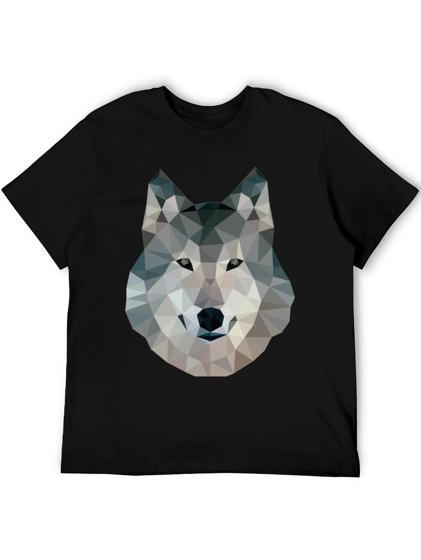 Geometric Wolf Graphic Tee - Modern Animal Print T-Shirt