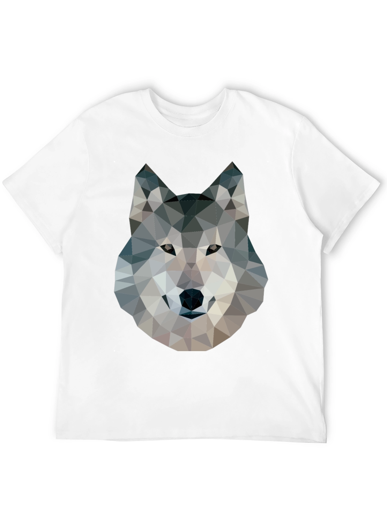 Geometric Wolf Graphic Tee - Modern Animal Print T-Shirt