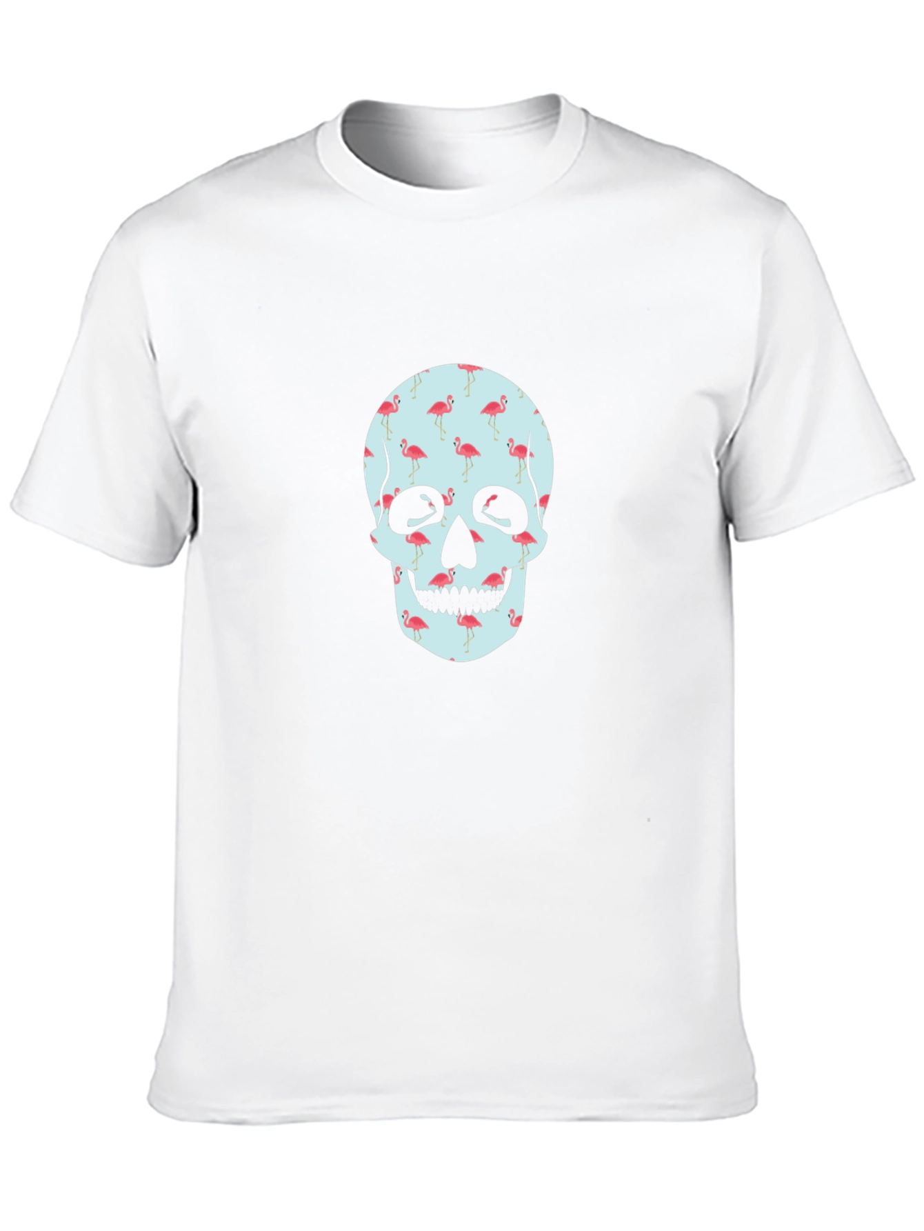 Flamingo Skull Graphic Tee - Black