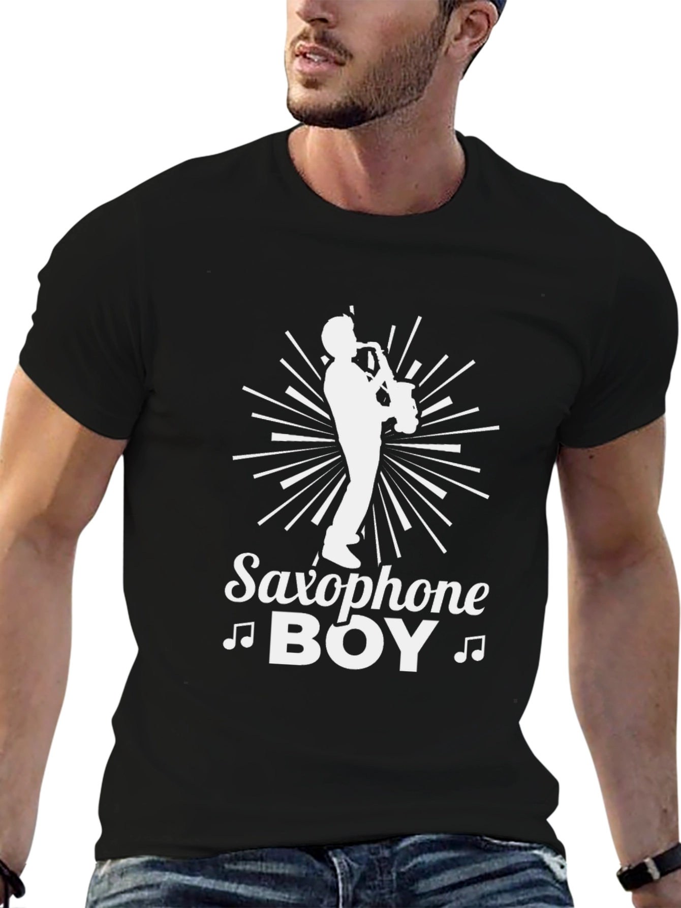 Saxophone Boy Graphic Tee - Music Lovers T-Shirt