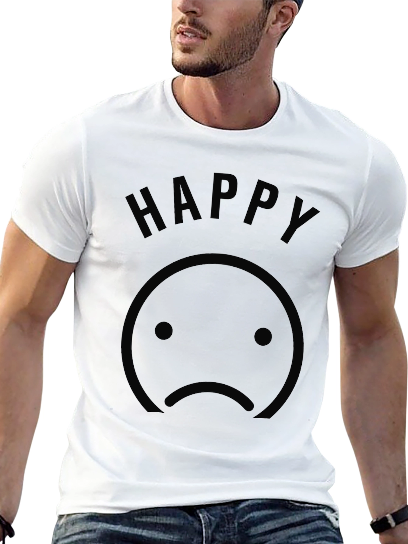 Happy Sad Face Graphic T-Shirt - Unisex Casual Tee