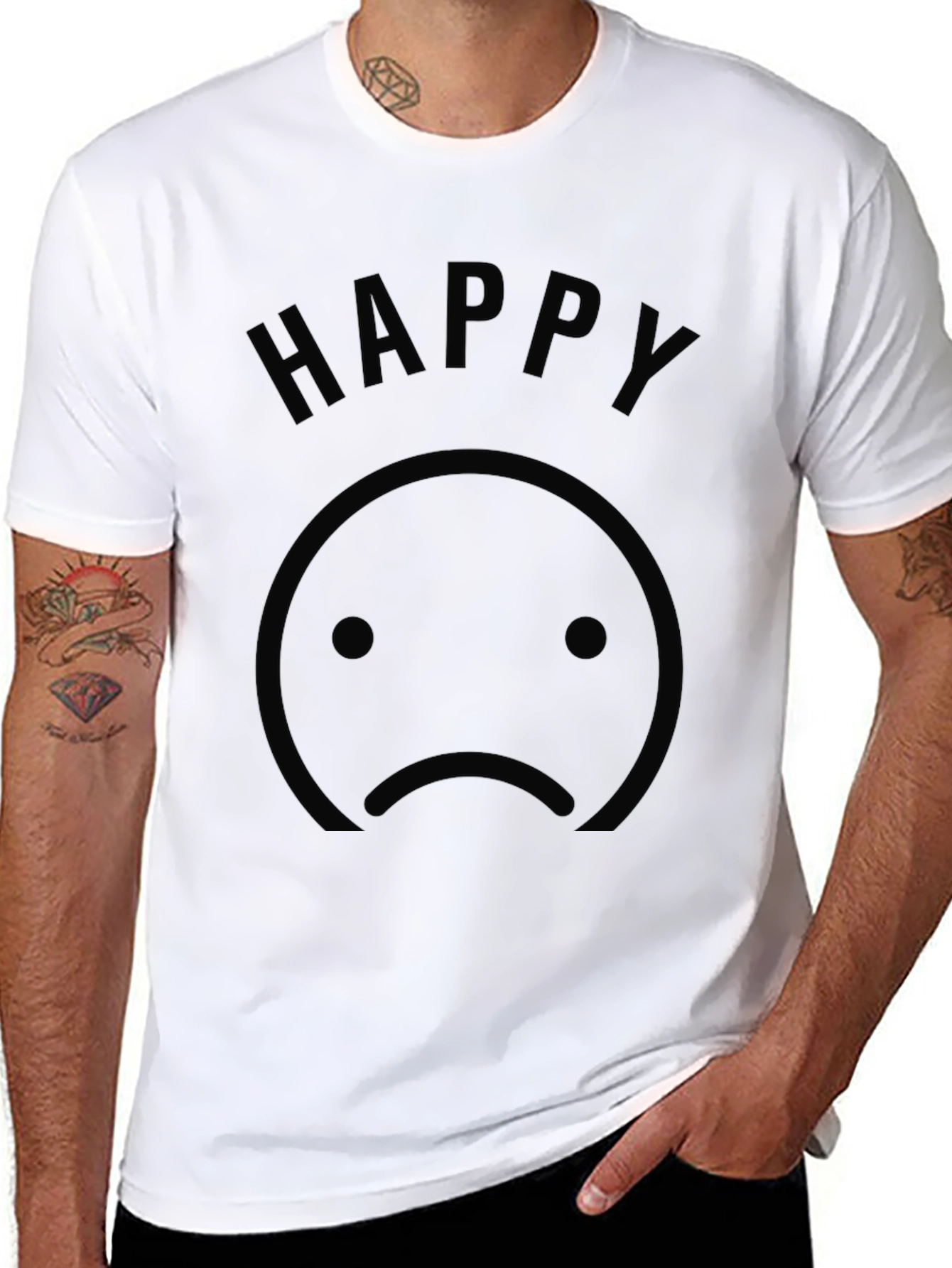 Happy Sad Face Graphic T-Shirt - Unisex Casual Tee