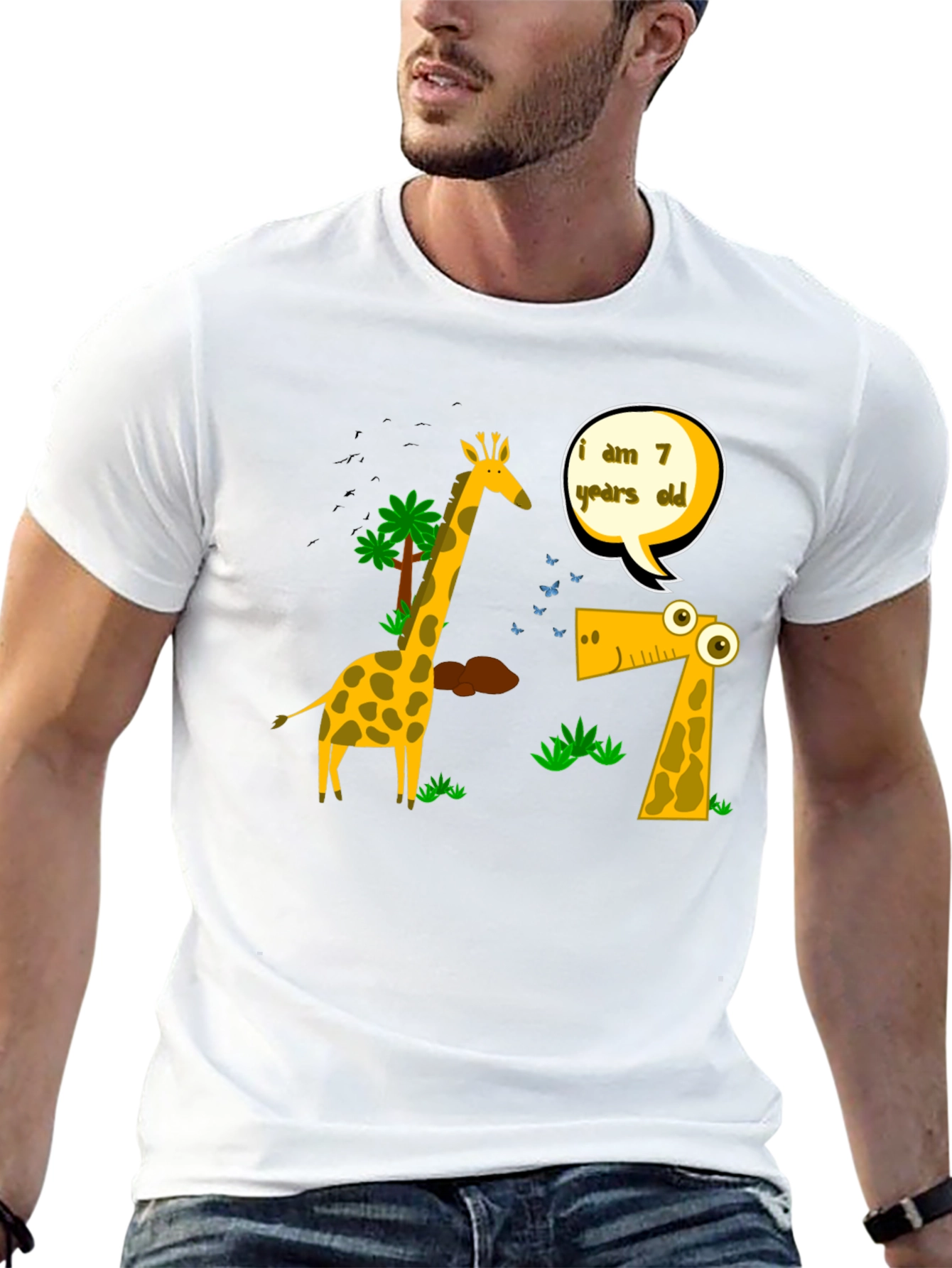 Fun I am 7 Giraffe Graphic Tee