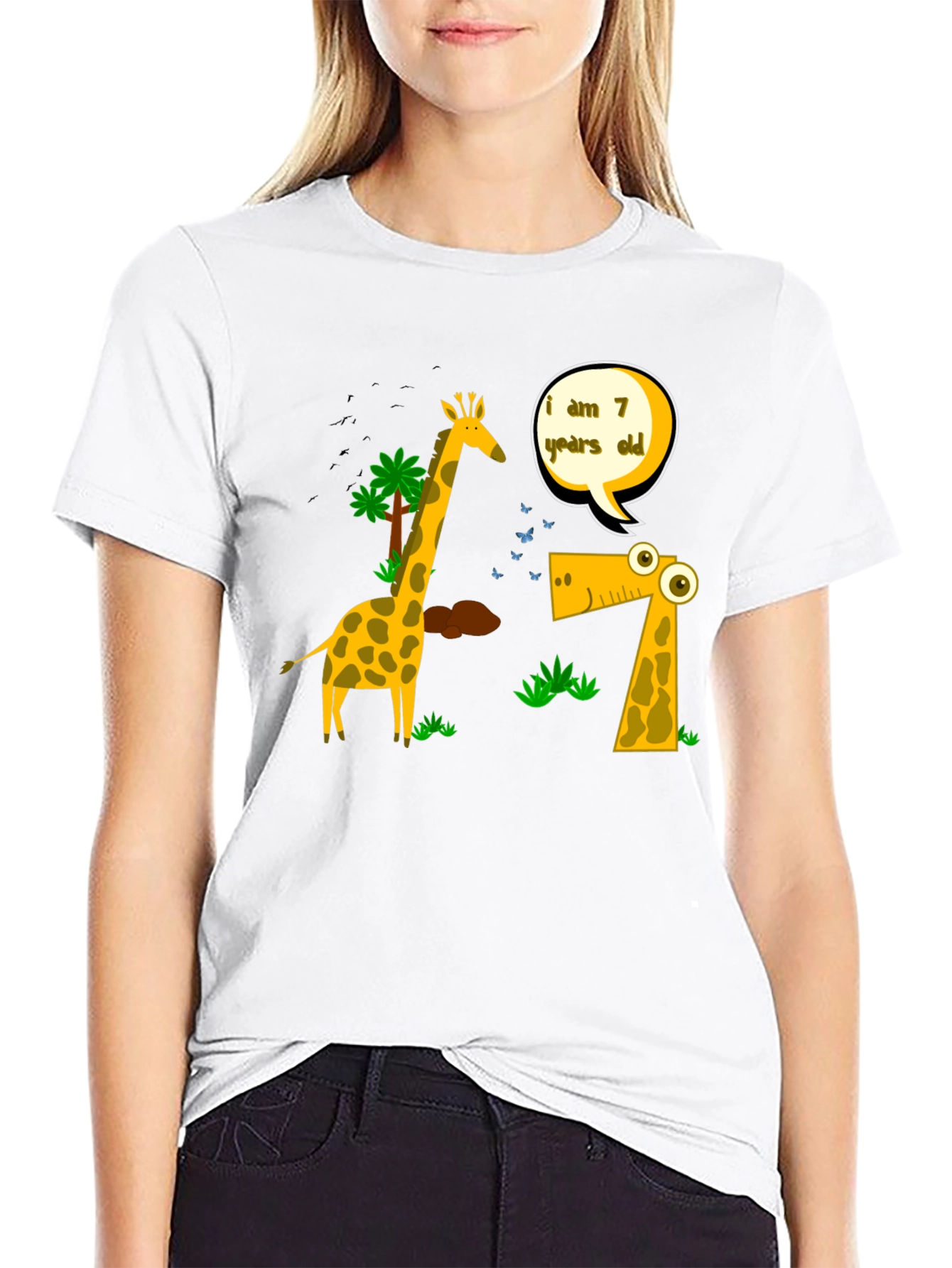 Fun I am 7 Giraffe Graphic Tee