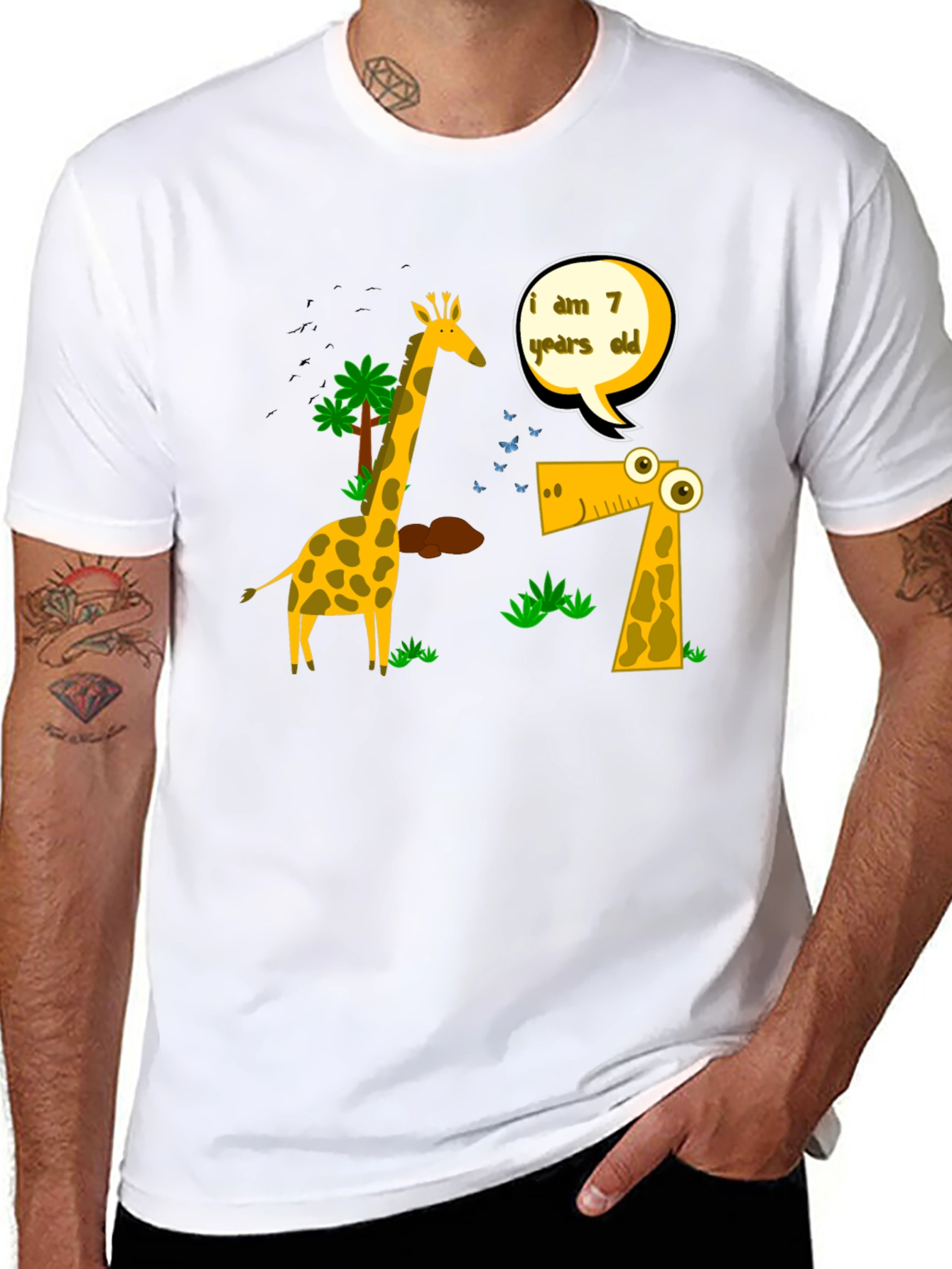 Fun I am 7 Giraffe Graphic Tee