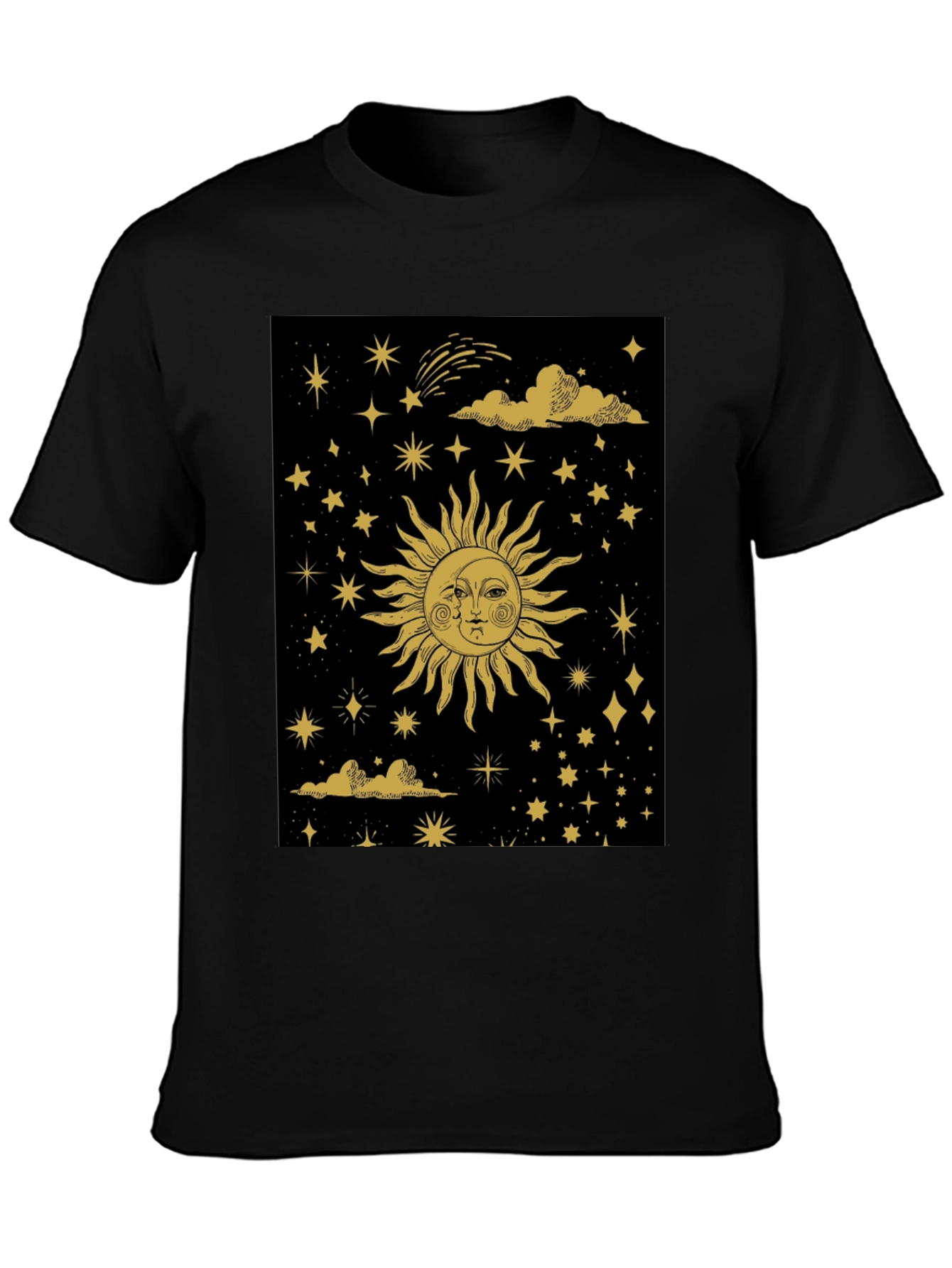 Celestial Sun & Moon Graphic Tee - Black
