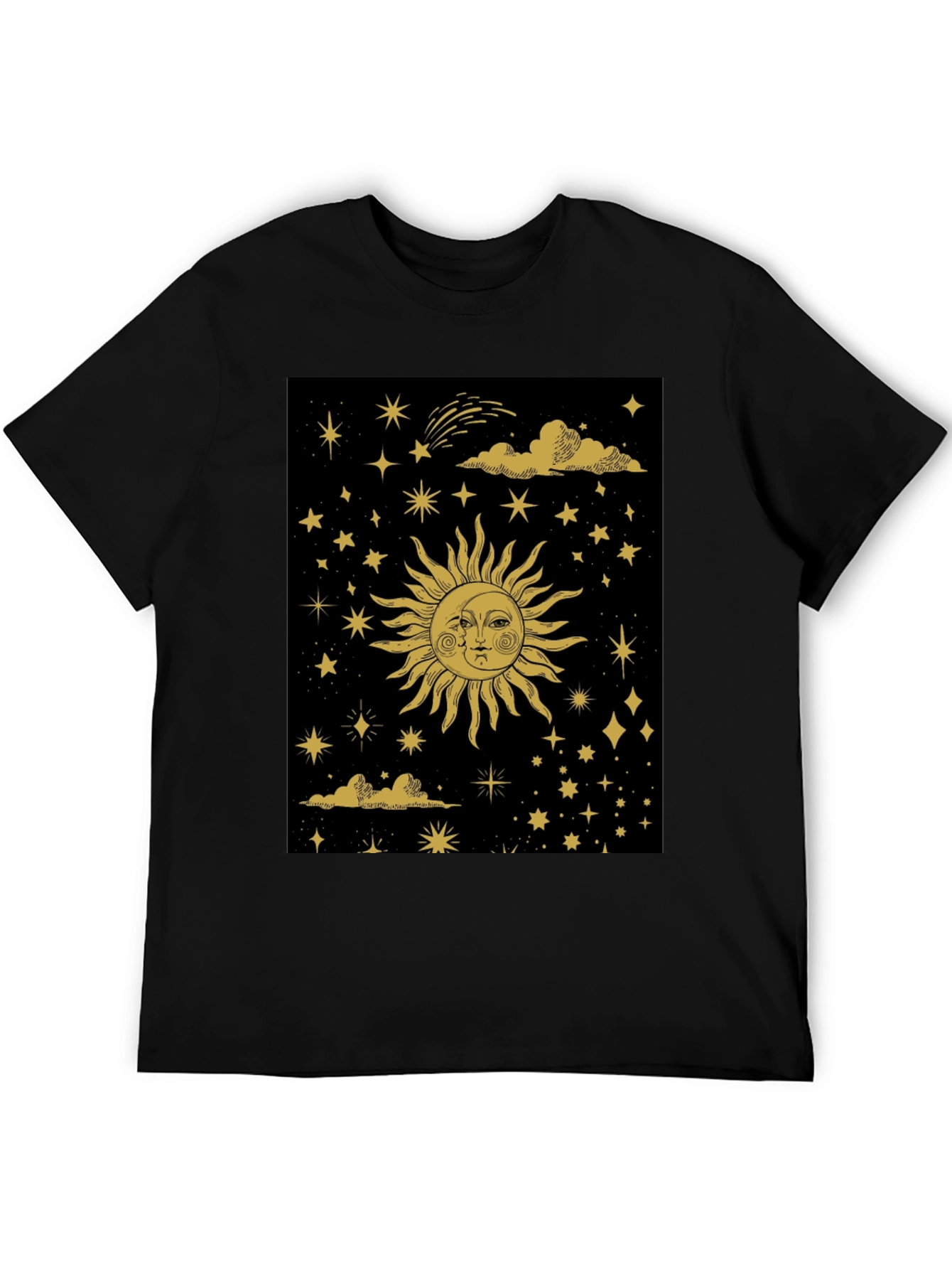 Celestial Sun & Moon Graphic Tee - Black