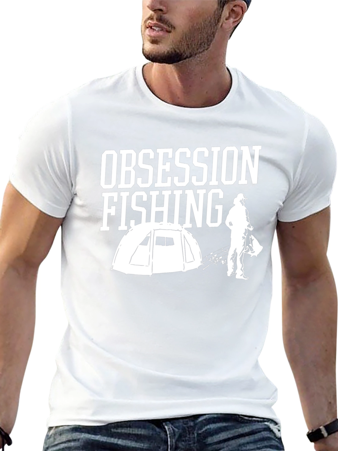 Obsession Fishing Graphic Tee - Mens Black Cotton T-Shirt