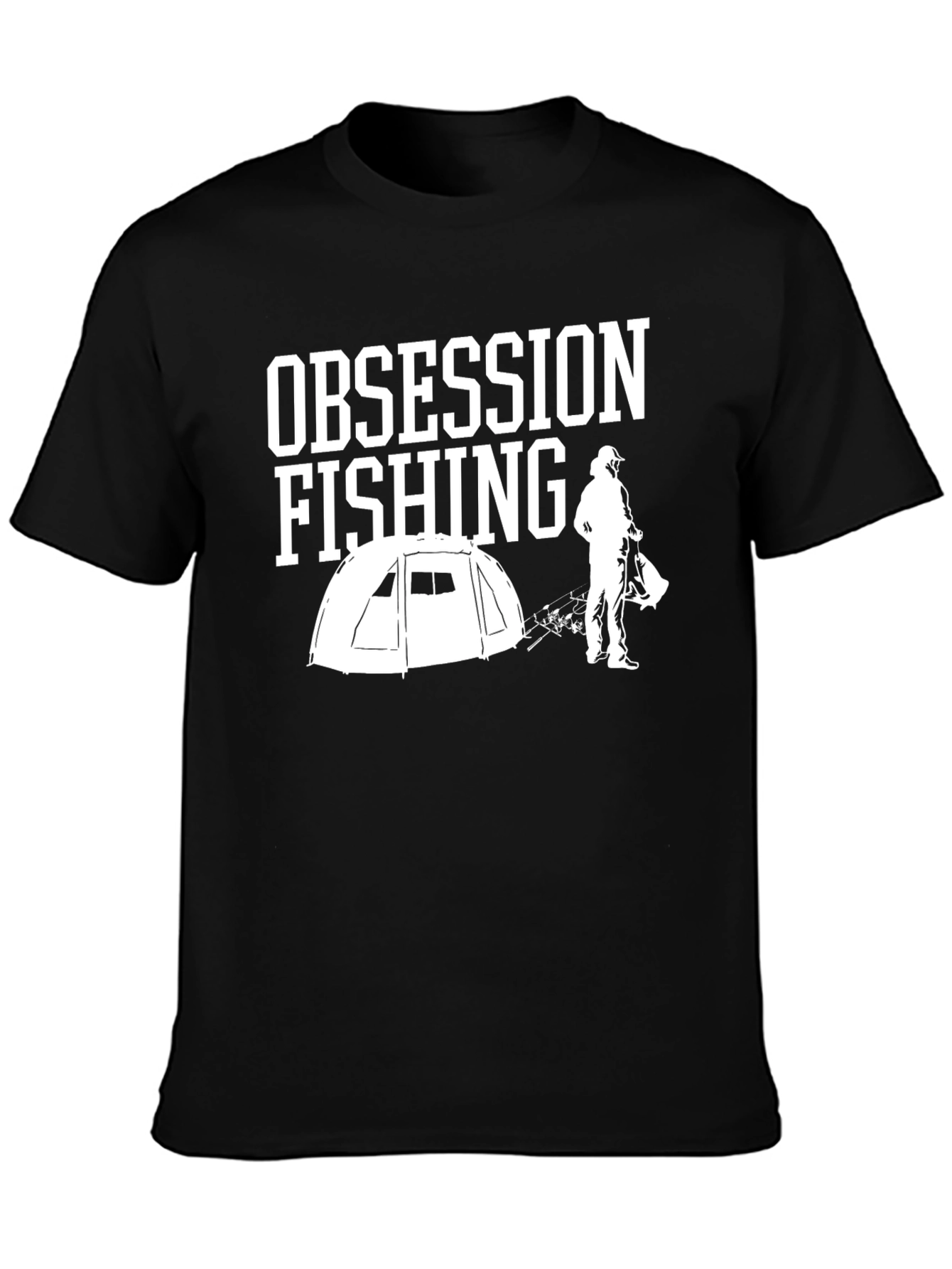 Obsession Fishing Graphic Tee - Mens Black Cotton T-Shirt