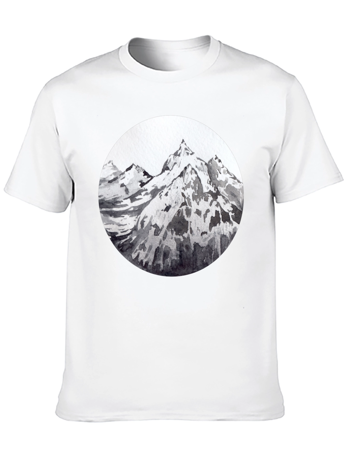 Mountain Peaks Graphic Tee - Black Cotton T-Shirt