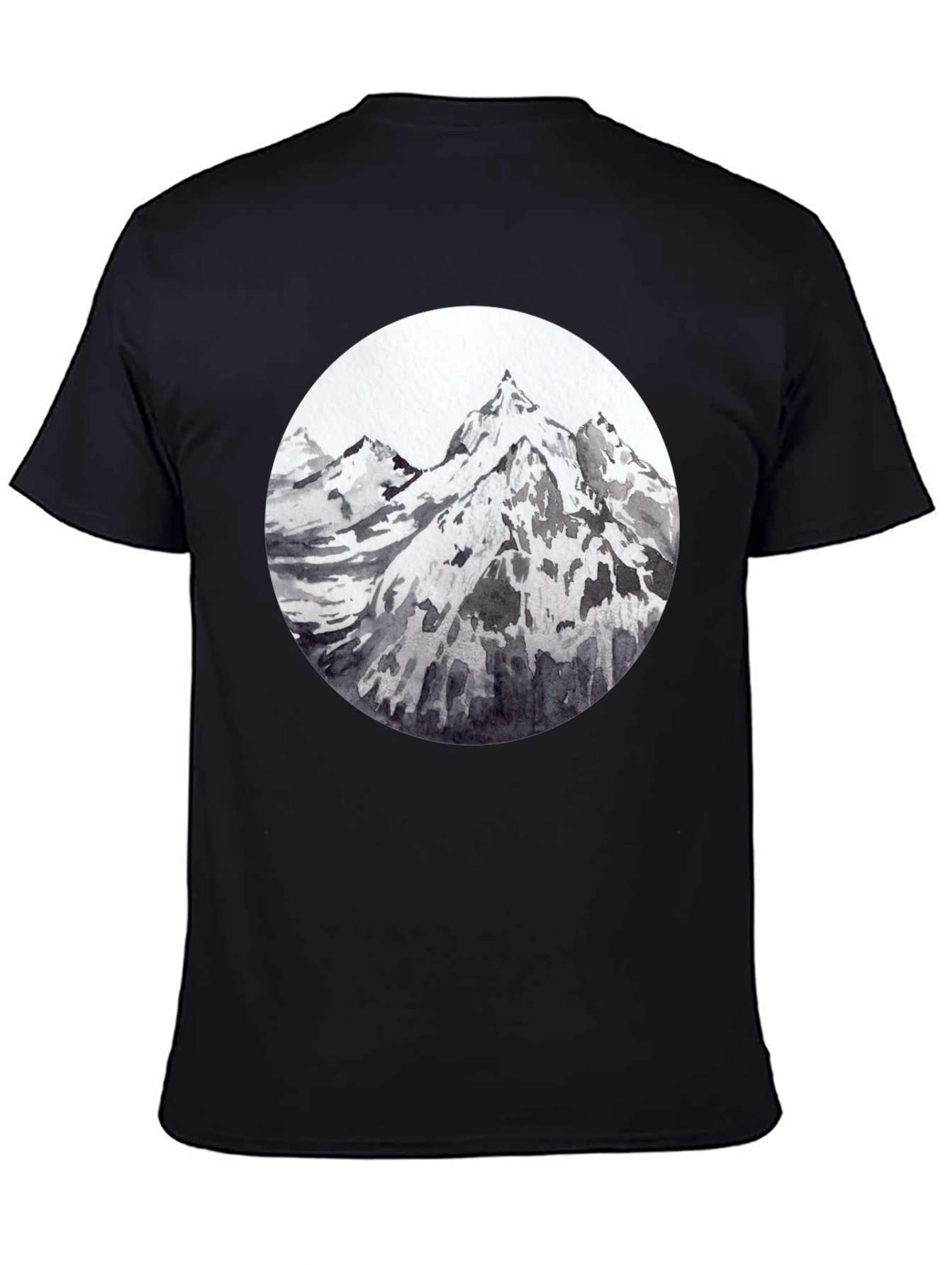Mountain Peaks Graphic Tee - Black Cotton T-Shirt