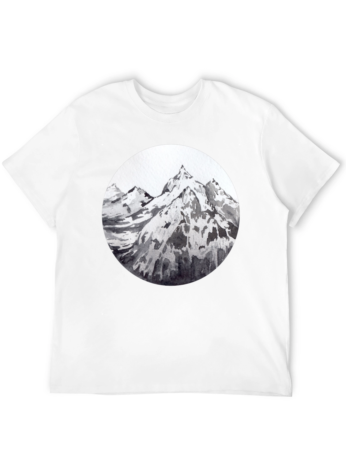 Mountain Peaks Graphic Tee - Black Cotton T-Shirt