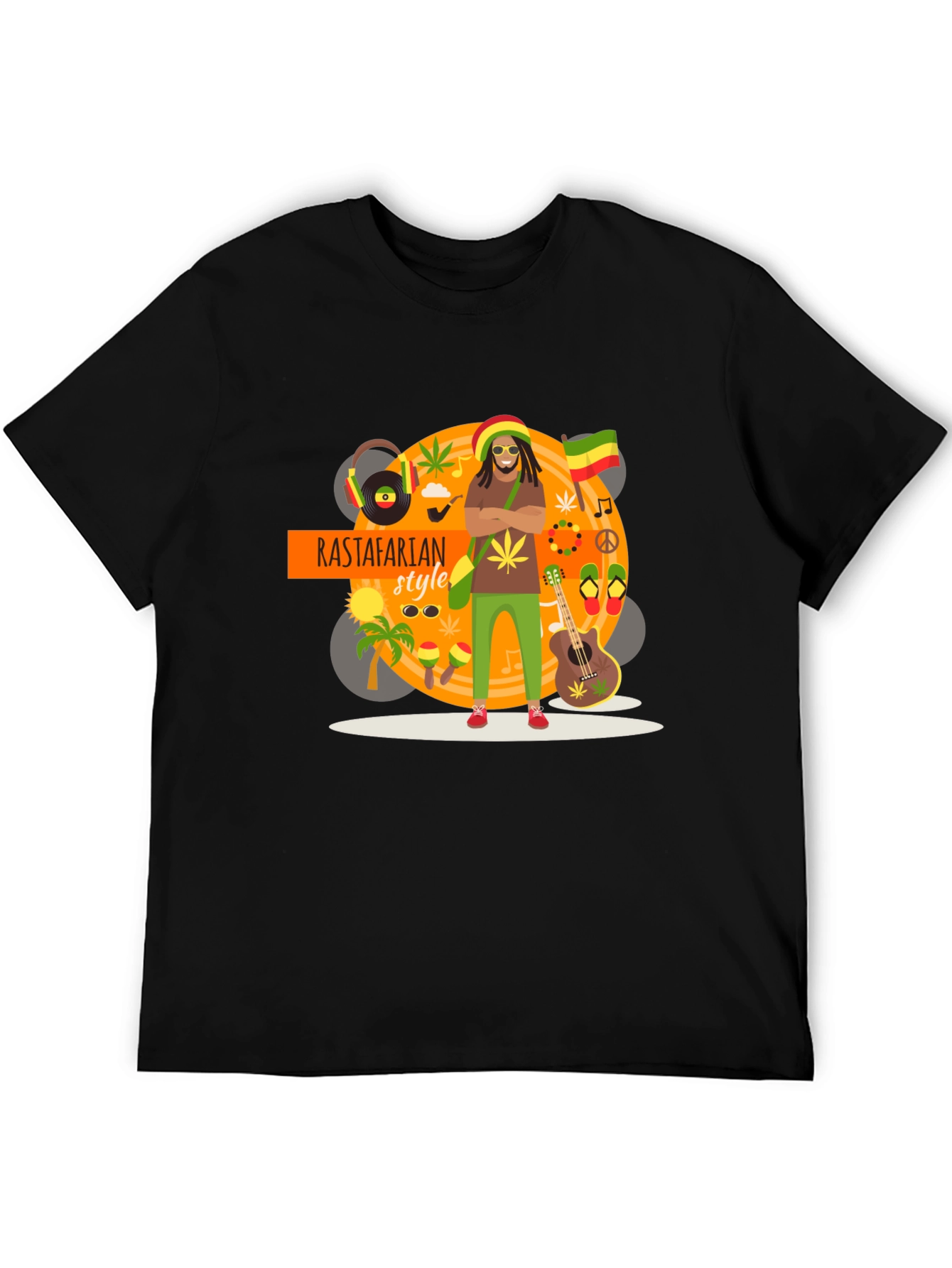 Rastafarian Style Graphic T-Shirt