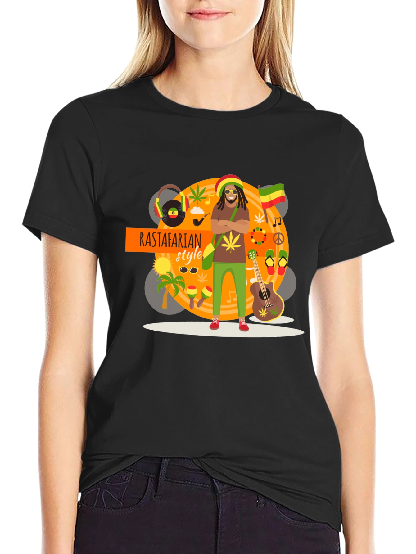 Rastafarian Style Graphic T-Shirt