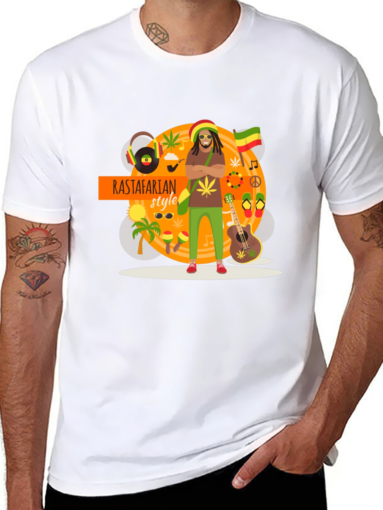 Rastafarian Style Graphic T-Shirt