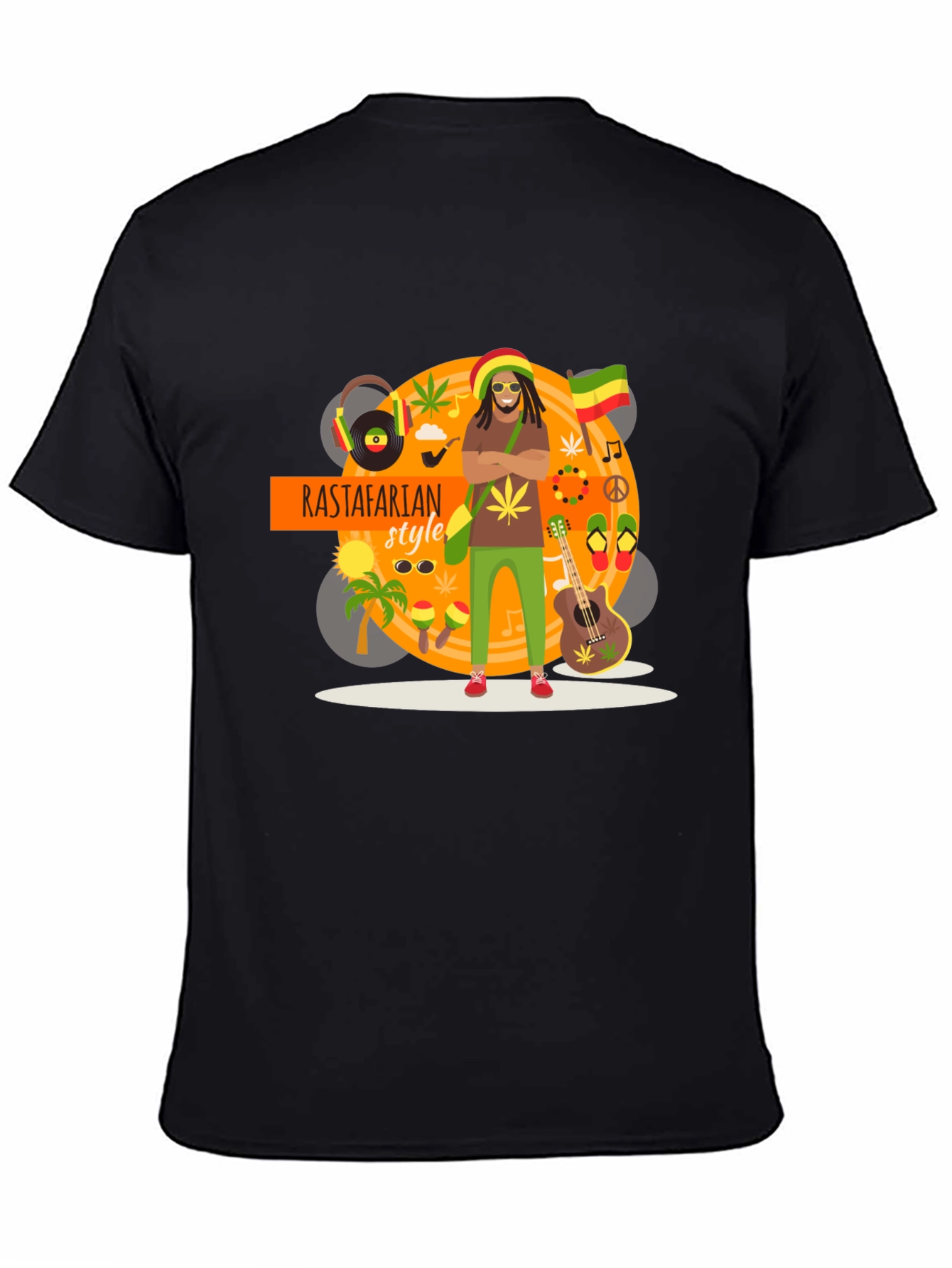 Rastafarian Style Graphic T-Shirt