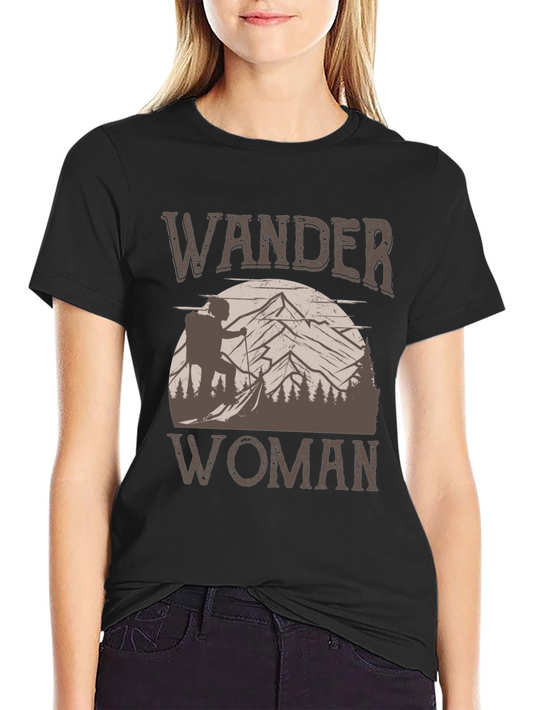 Wander Woman Black Graphic T-Shirt - Outdoor Adventure