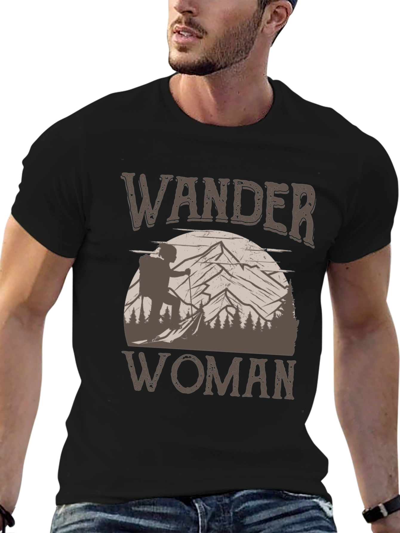 Wander Woman Black Graphic T-Shirt - Outdoor Adventure
