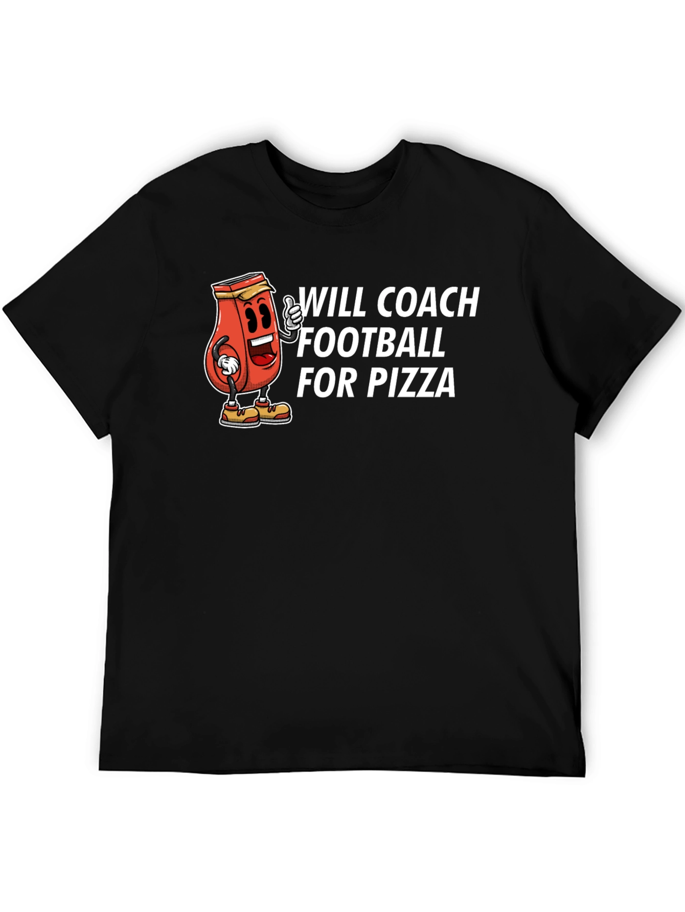 Will Coach Football for Pizza Black T-Shirt