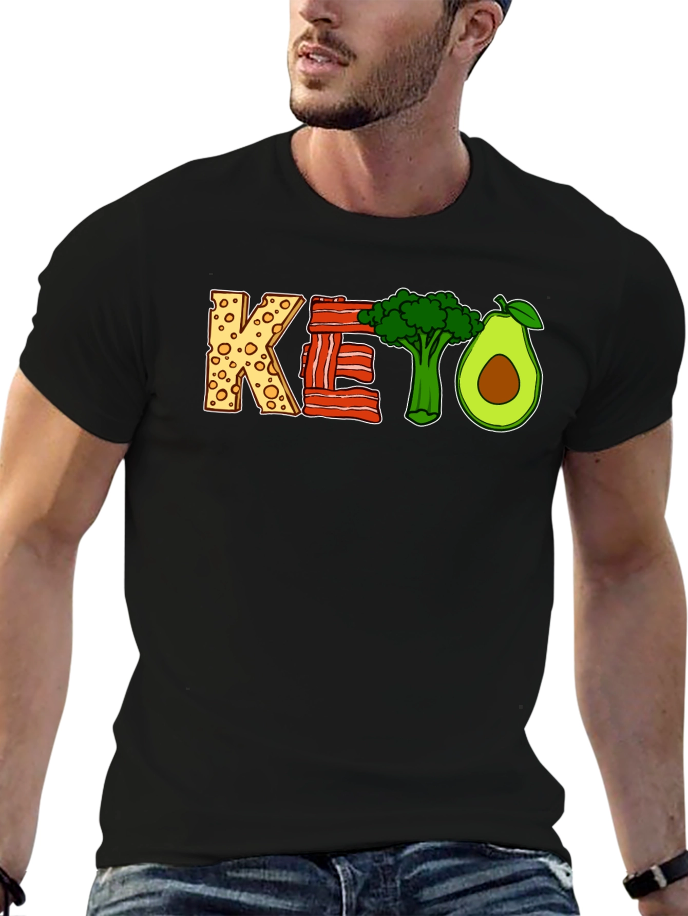 Keto Diet Graphic T-Shirt - Black Short Sleeve
