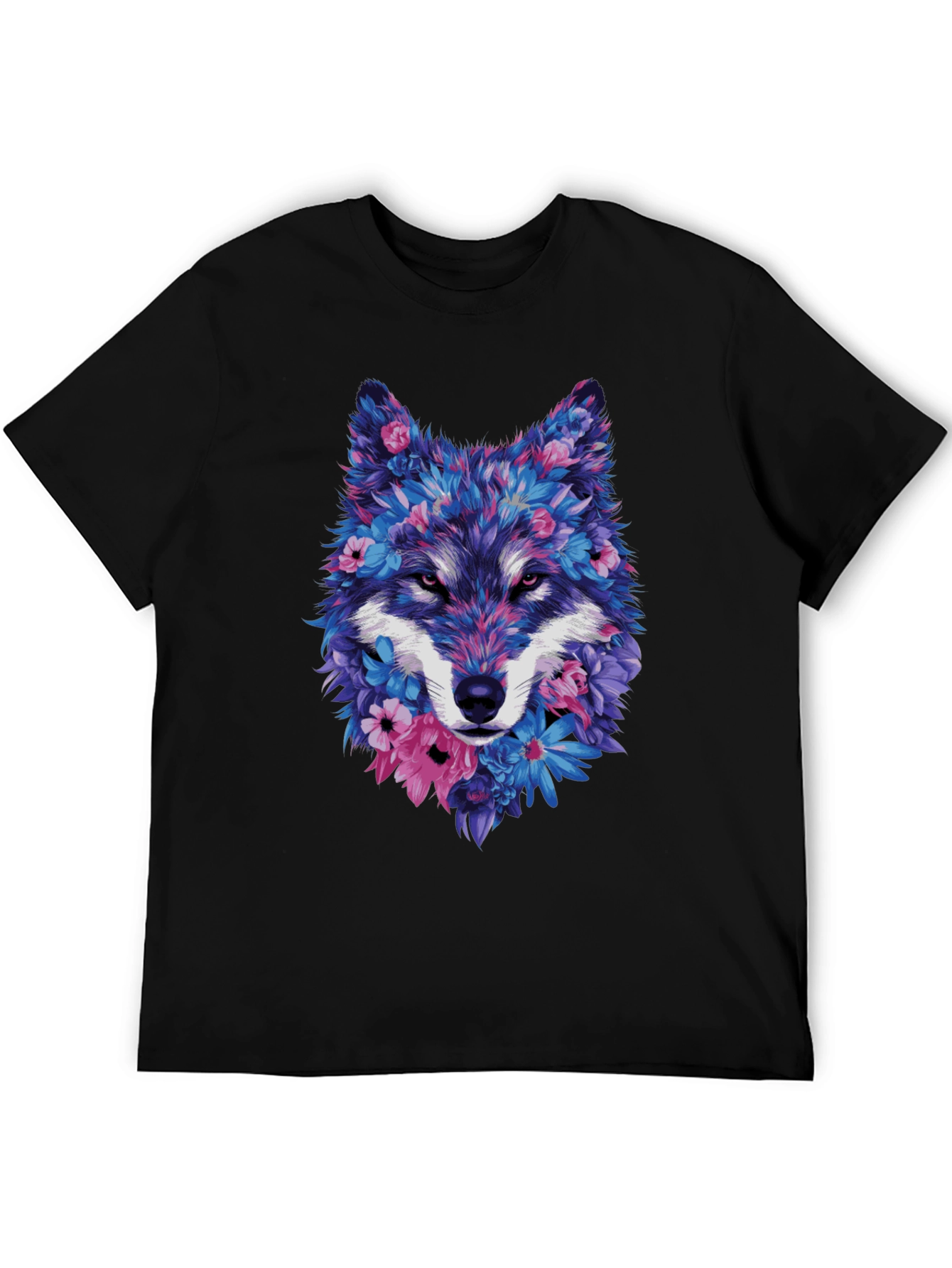Floral Wolf Graphic Tee - Unique Design