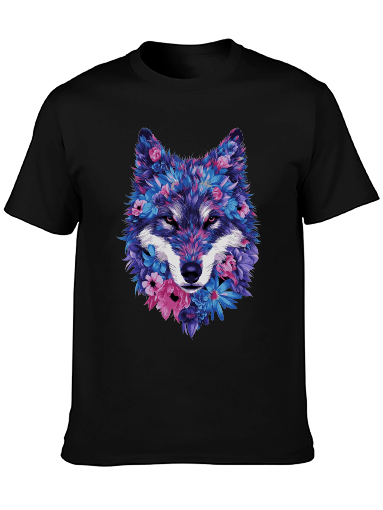 Floral Wolf Graphic Tee - Unique Design