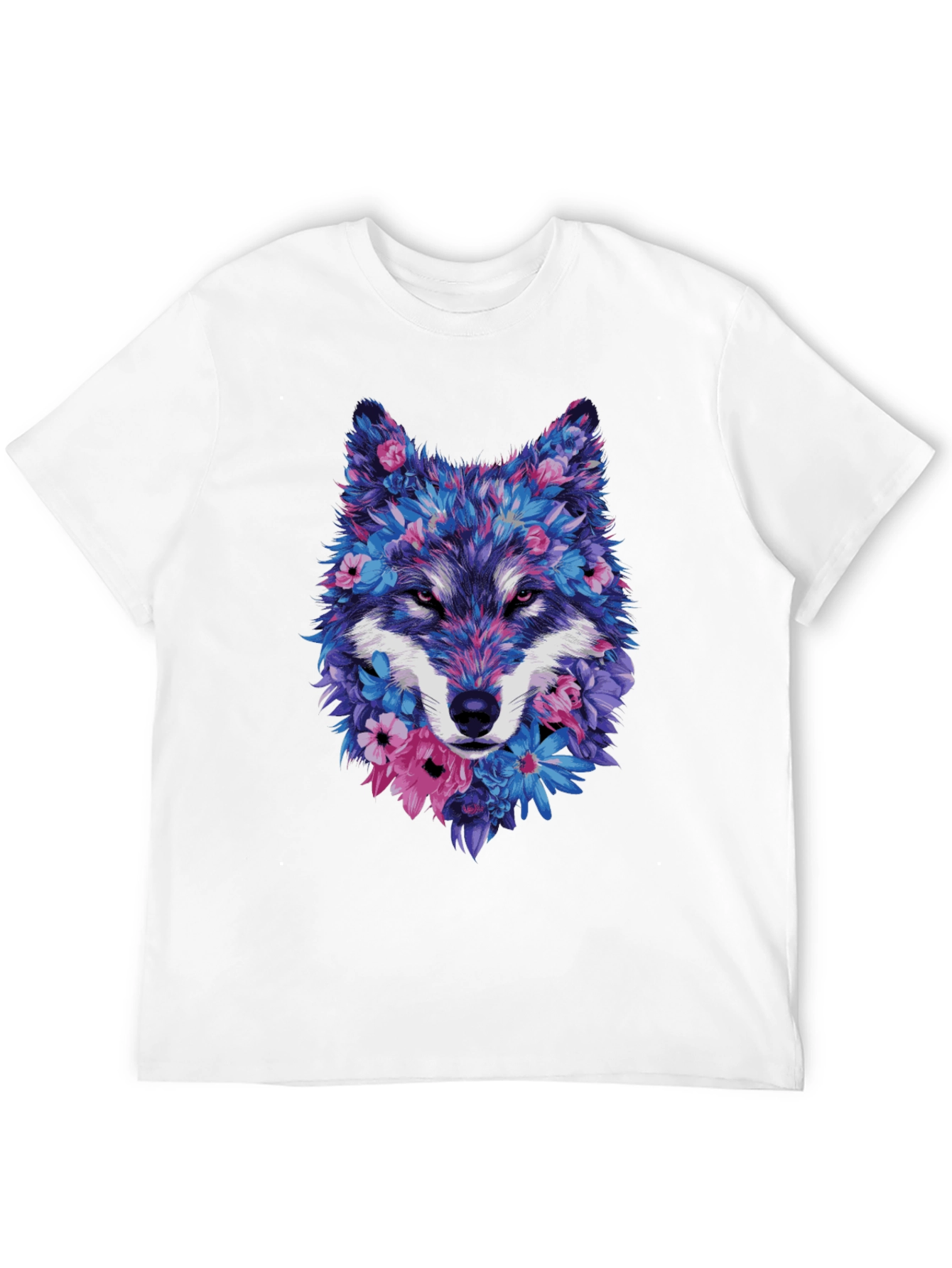 Floral Wolf Graphic Tee - Unique Design