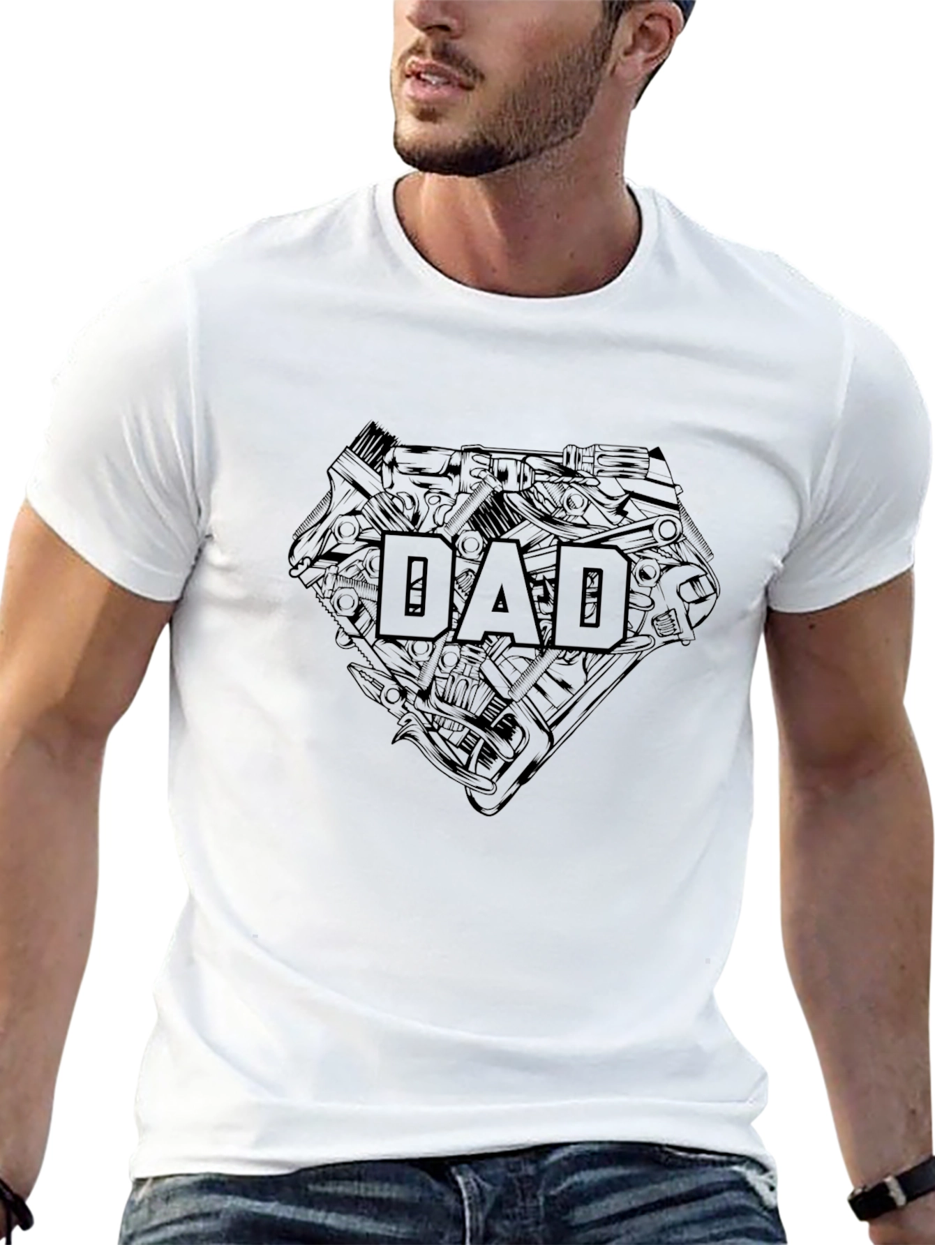 DAD Superhero Black T-Shirt - Fathers Day Gift