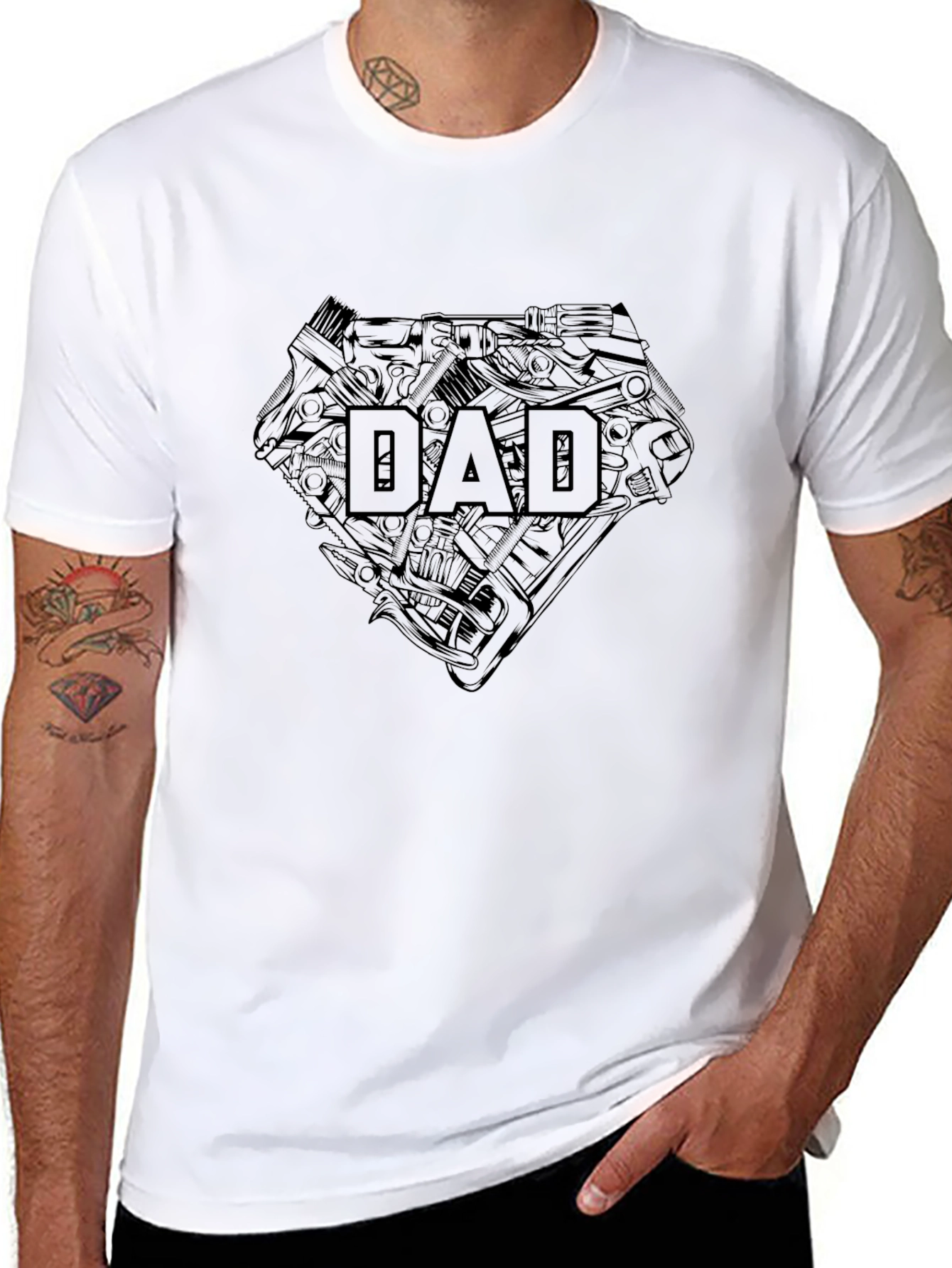 DAD Superhero Black T-Shirt - Fathers Day Gift