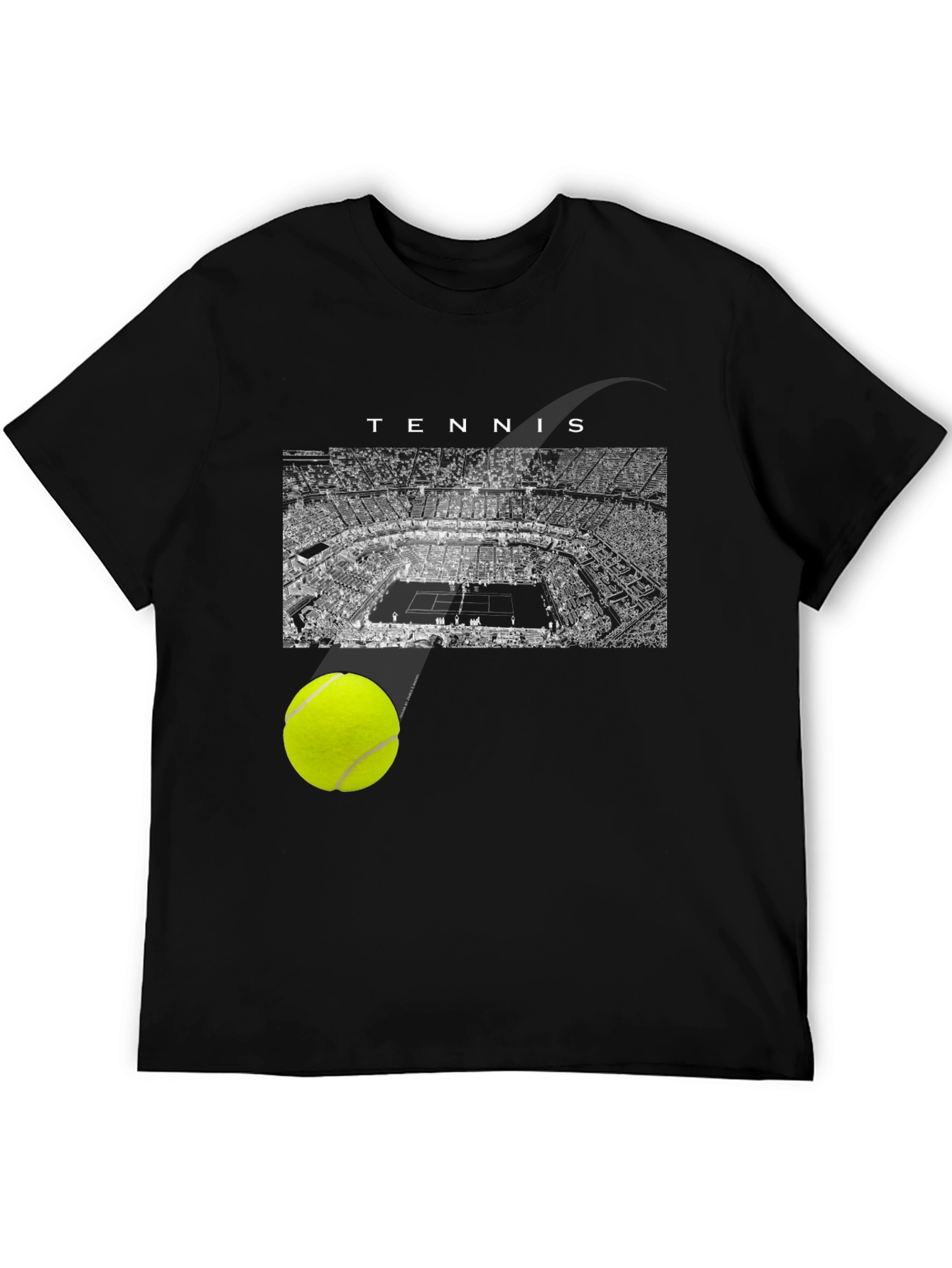 Tennis Court Graphic Tee - Sporty Black T-Shirt