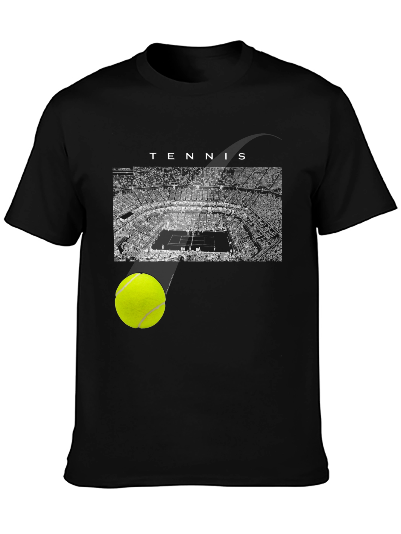 Tennis Court Graphic Tee - Sporty Black T-Shirt