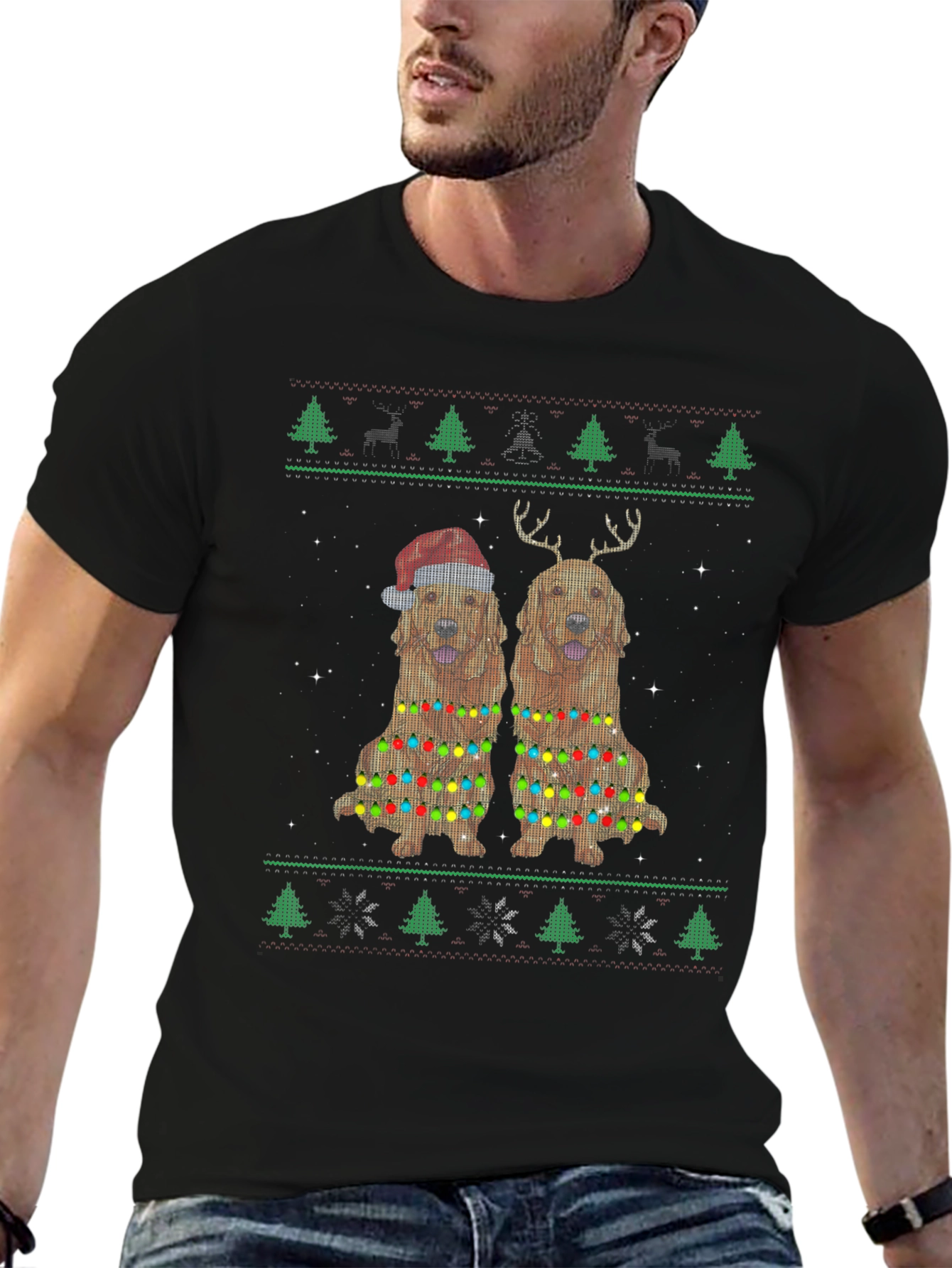 Golden Retriever Christmas Ugly Sweater T-Shirt