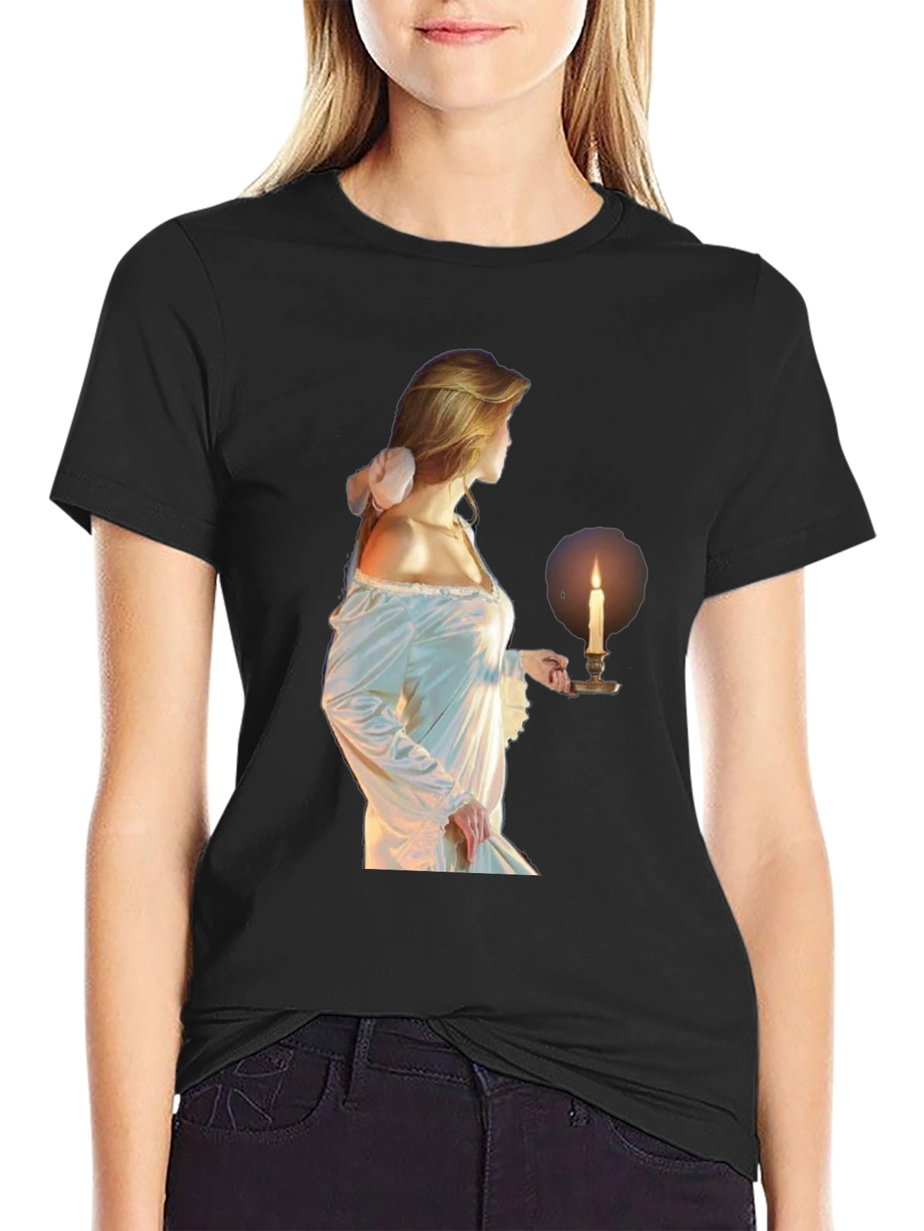 Ethereal Maiden Graphic Tee - Black Cotton Blend