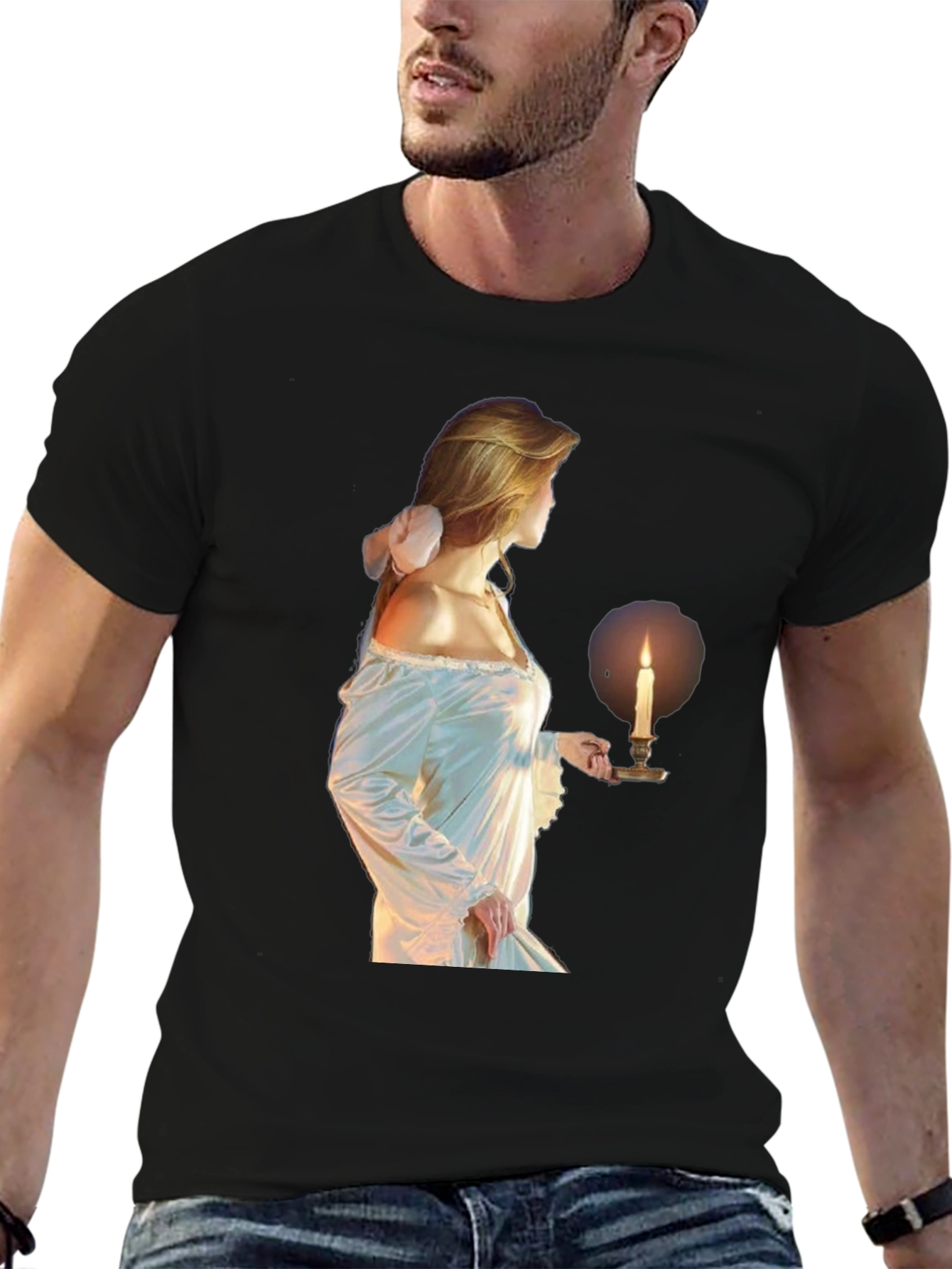 Ethereal Maiden Graphic Tee - Black Cotton Blend
