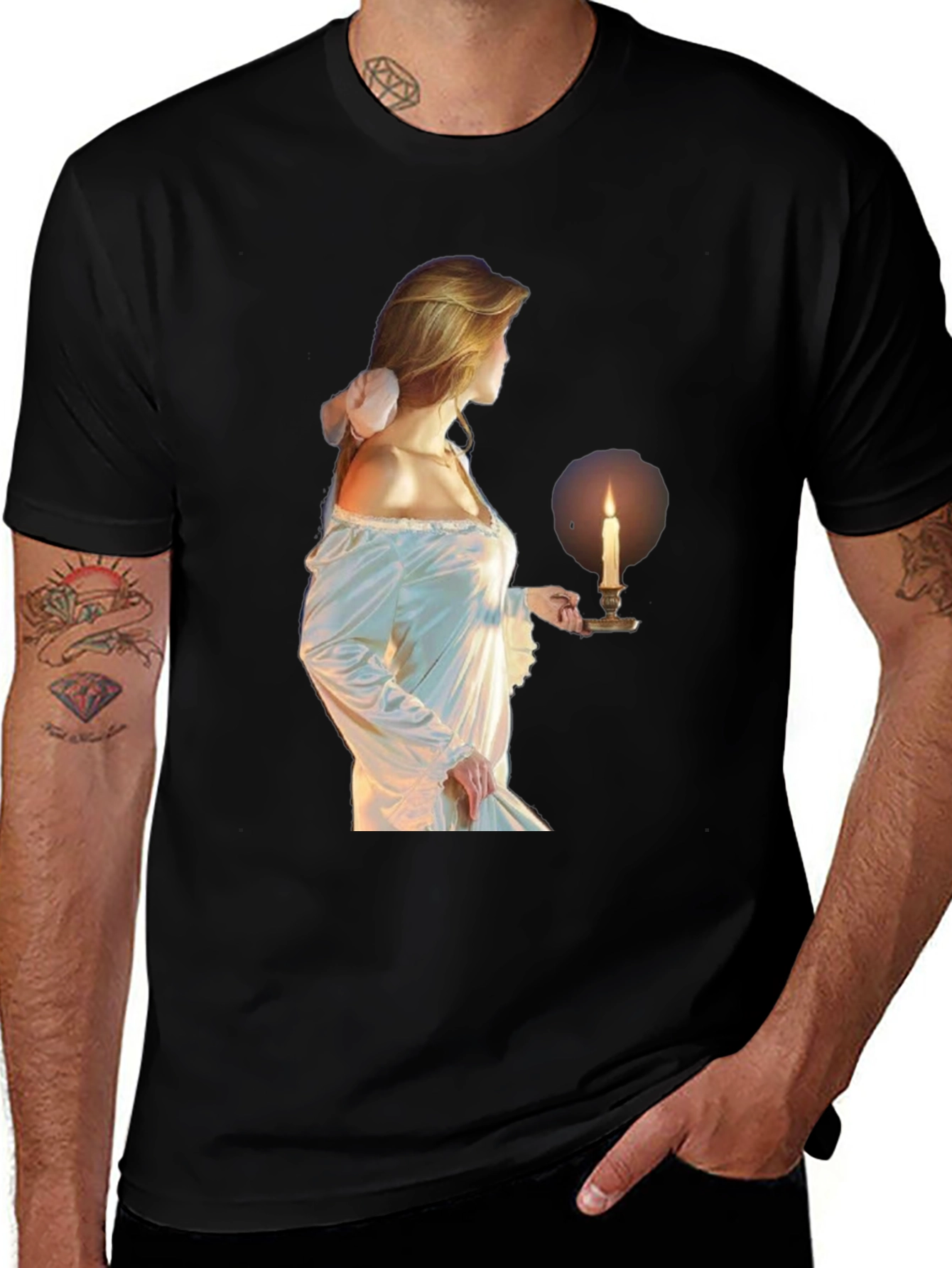 Ethereal Maiden Graphic Tee - Black Cotton Blend