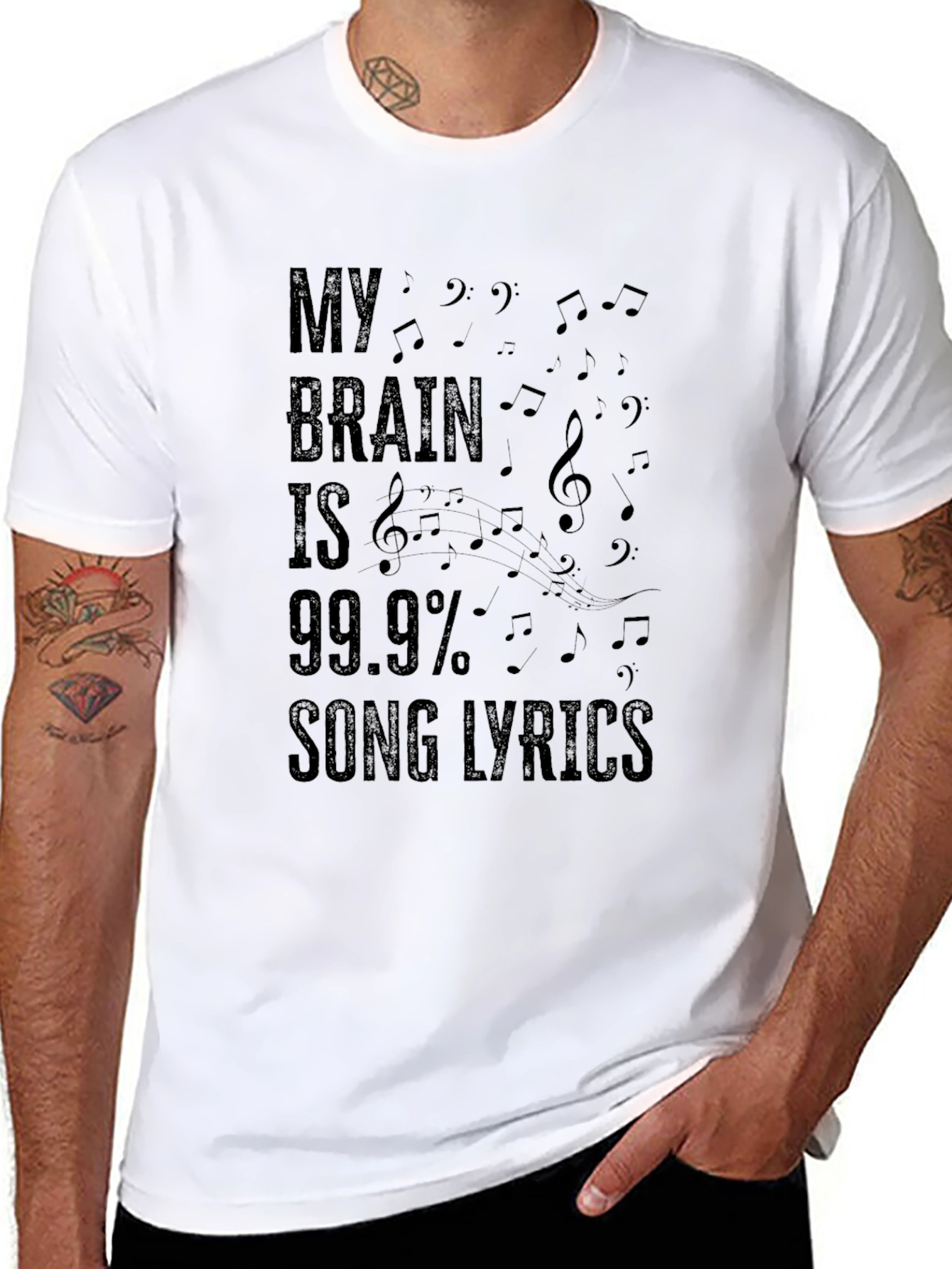 My Brain is 99.9% Song Lyrics Black T-Shirt