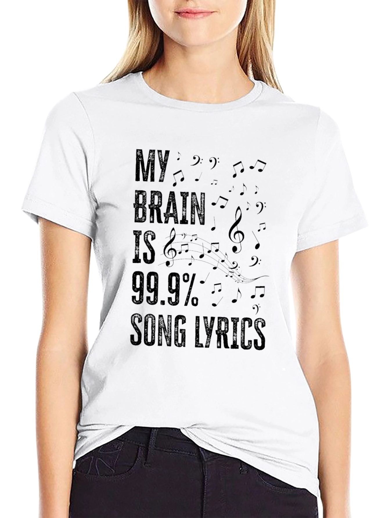 My Brain is 99.9% Song Lyrics Black T-Shirt