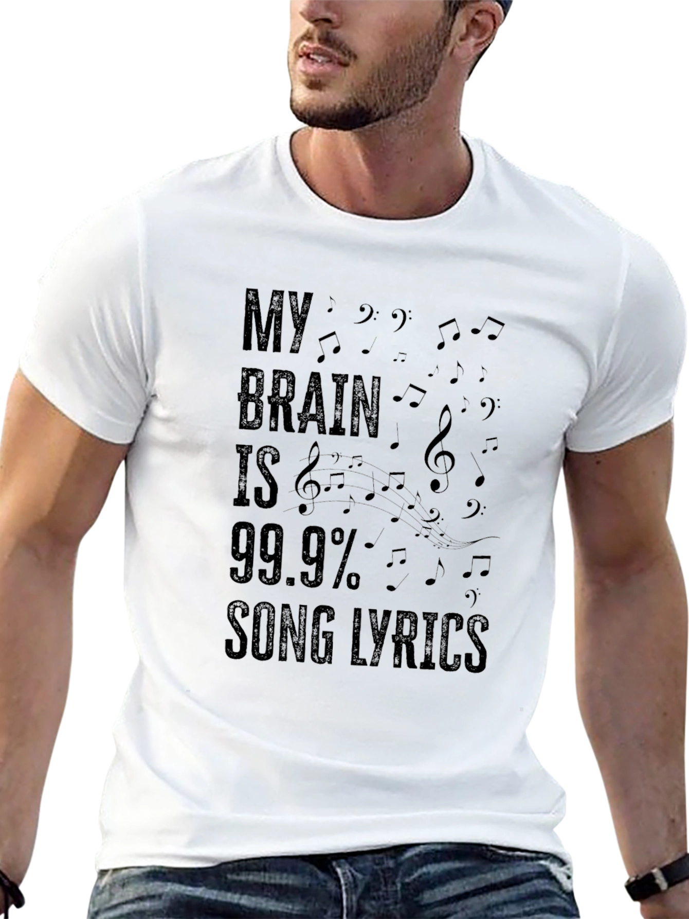My Brain is 99.9% Song Lyrics Black T-Shirt