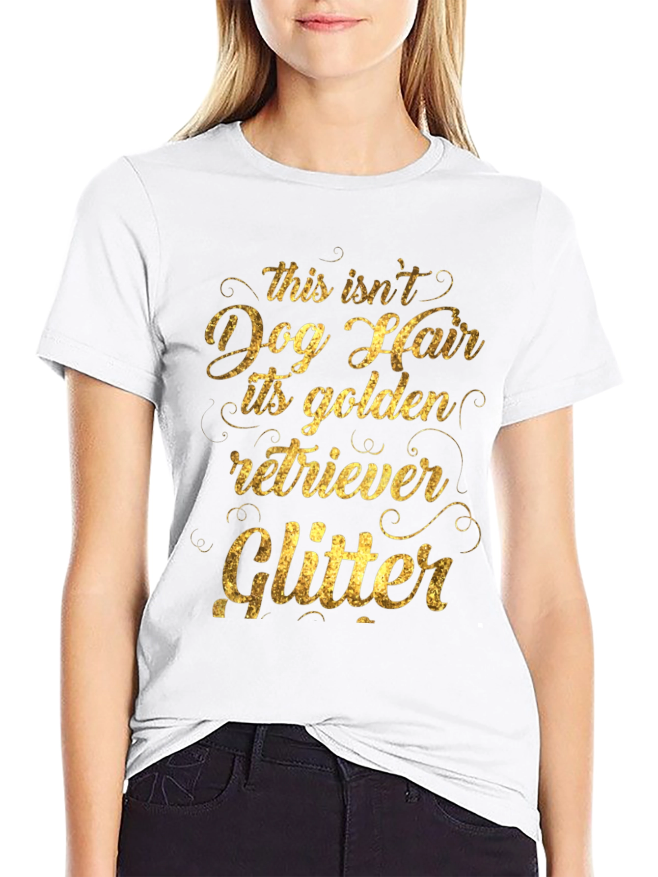 Golden Retriever Glitter Dog Hair T-Shirt