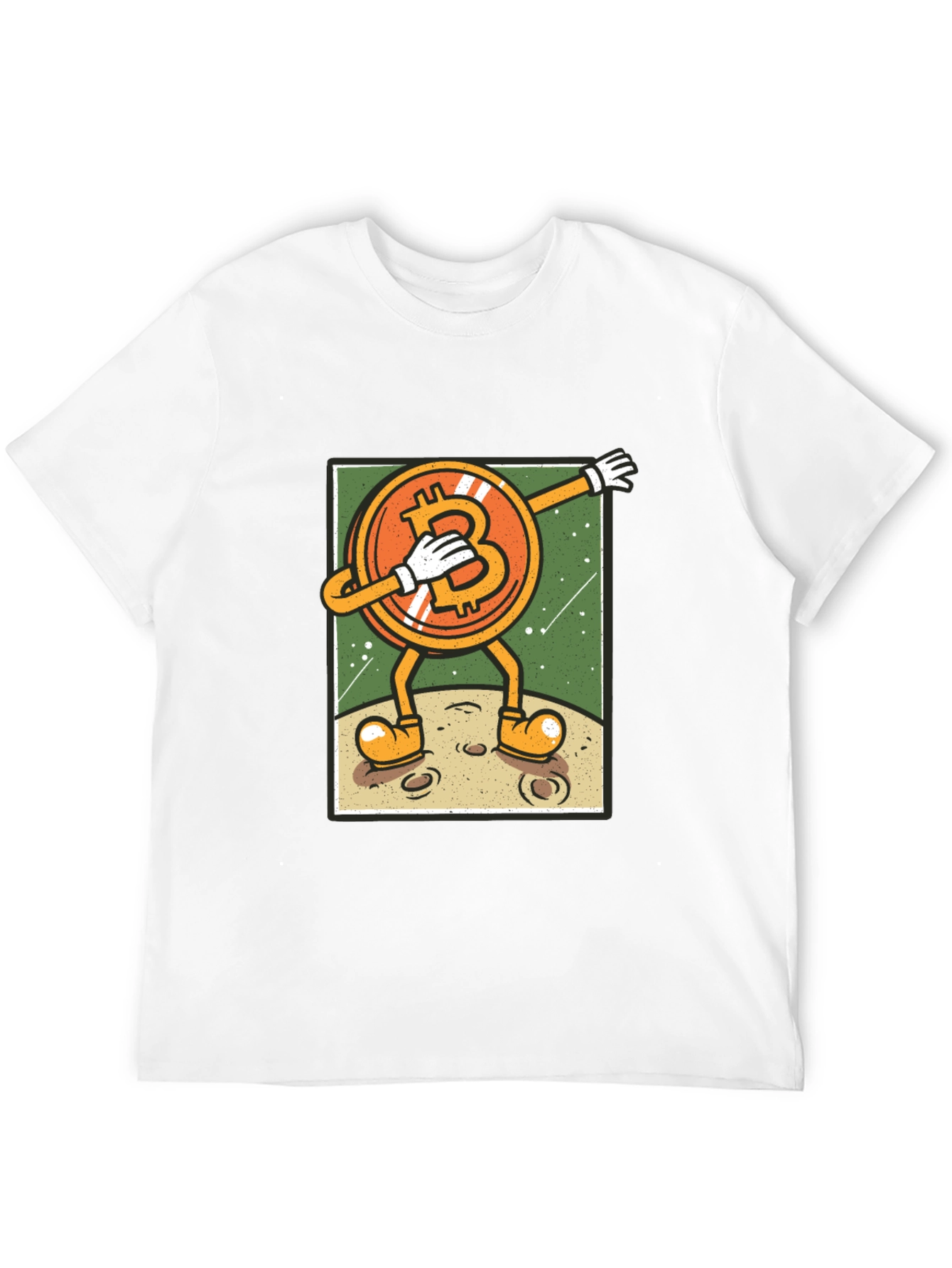 Bitcoin Dabbing to the Moon Graphic Tee