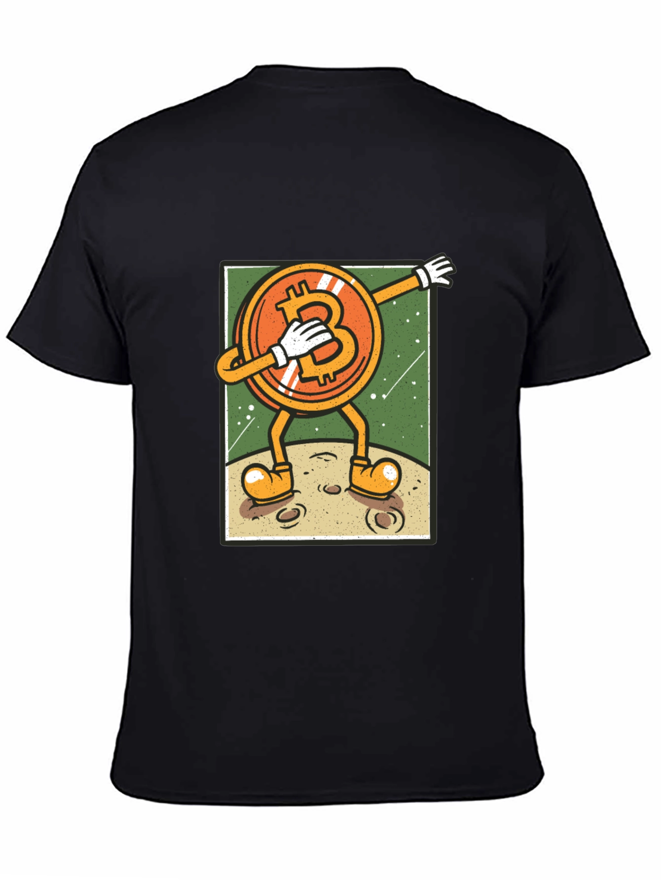 Bitcoin Dabbing to the Moon Graphic Tee