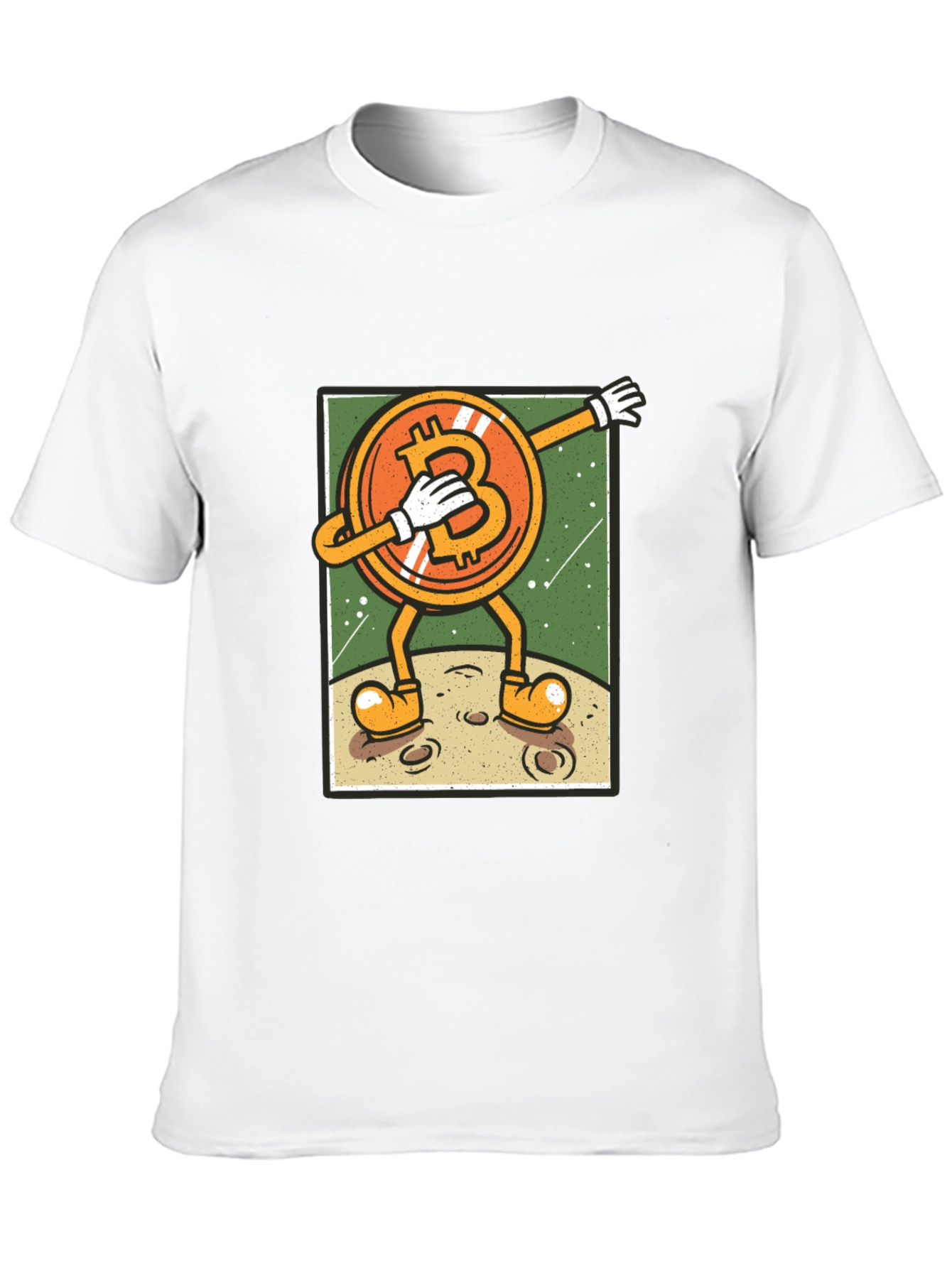 Bitcoin Dabbing to the Moon Graphic Tee