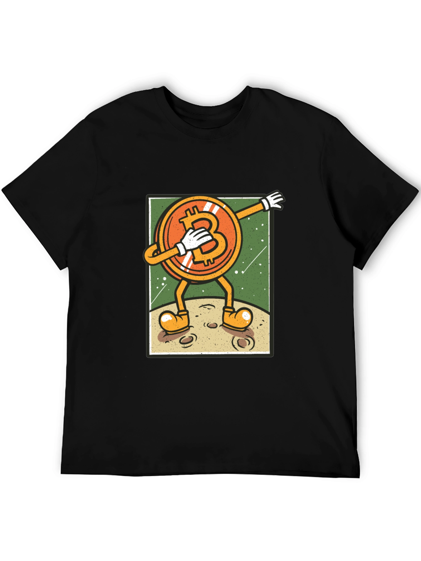 Bitcoin Dabbing to the Moon Graphic Tee