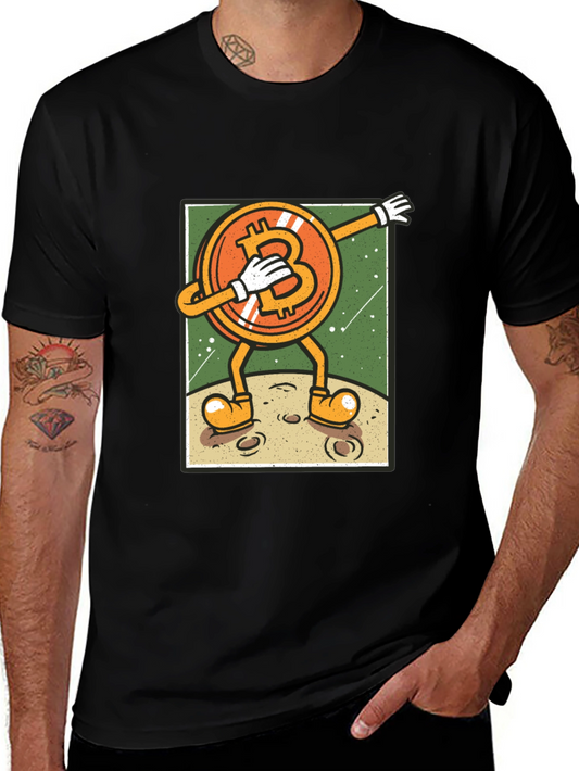 Bitcoin Dabbing to the Moon Graphic Tee