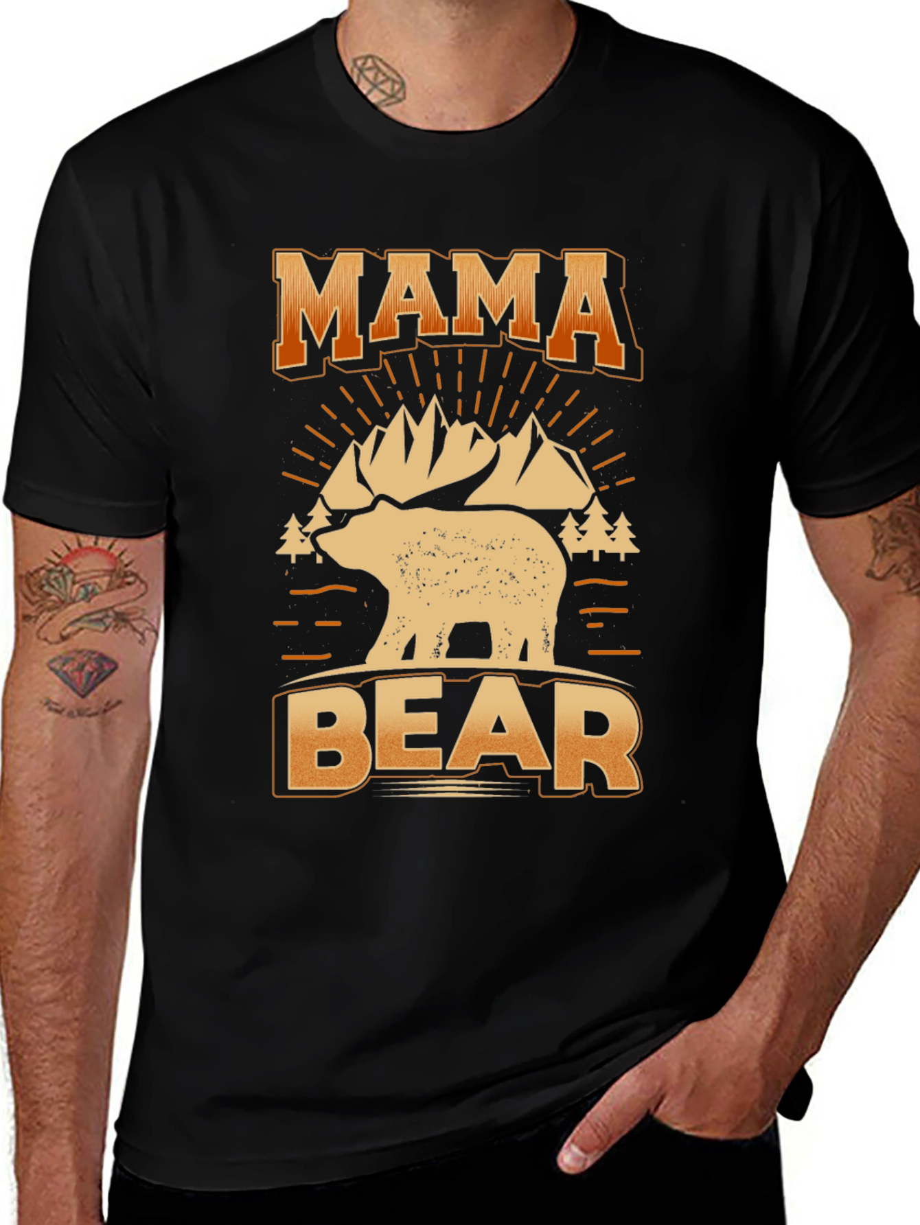 Mama Bear Graphic Tee - Black Cotton T-Shirt