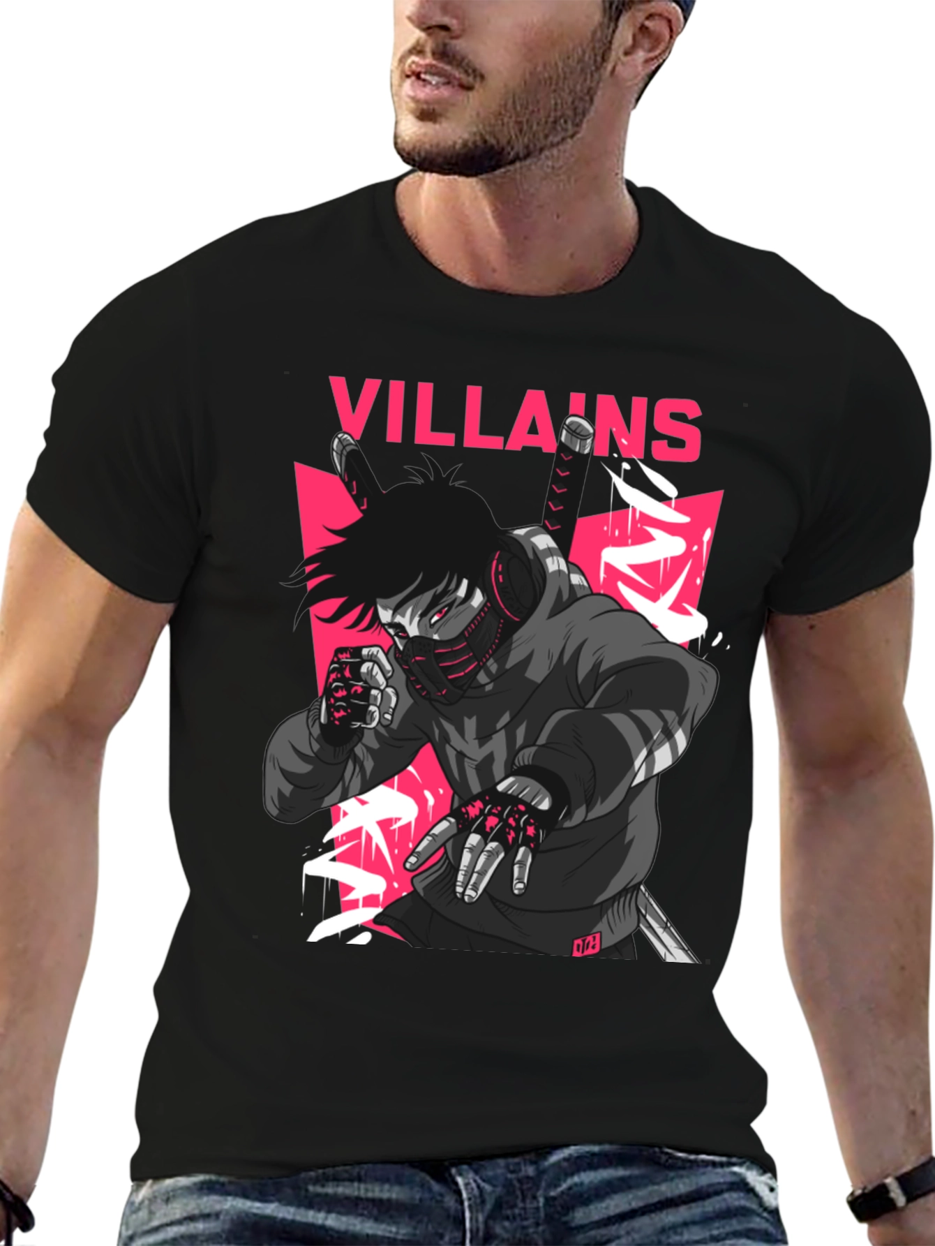 Villains Graphic Print Black T-Shirt