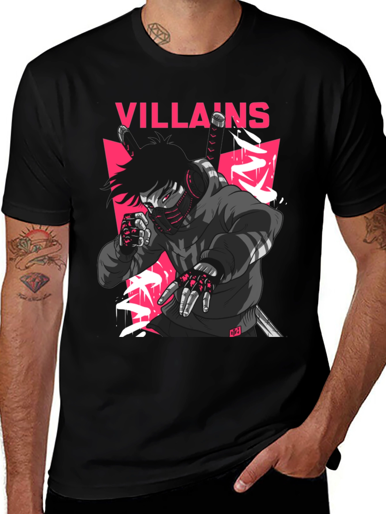Villains Graphic Print Black T-Shirt