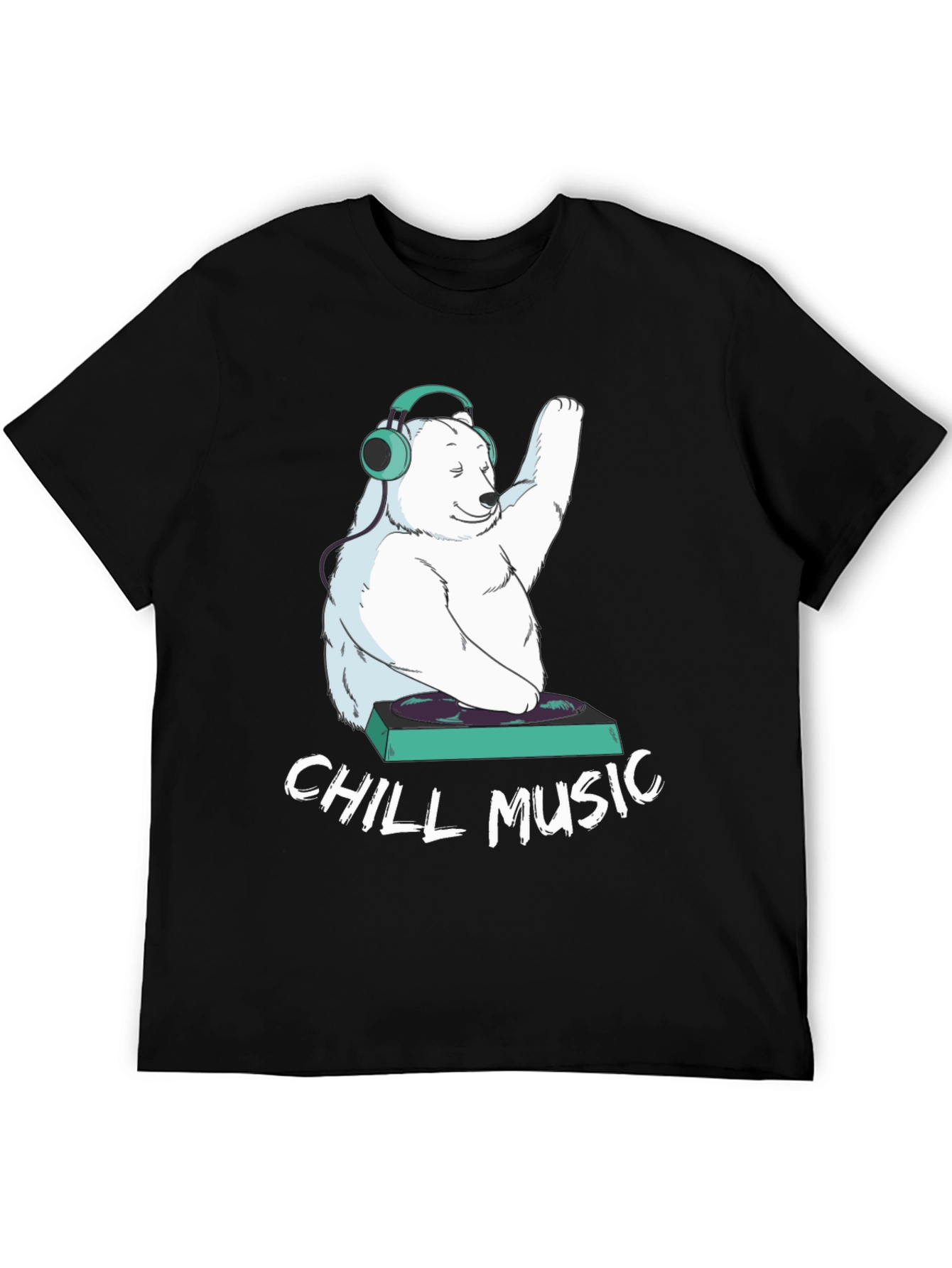 Chill Music Bear Graphic Tee - Cool DJ T-Shirt